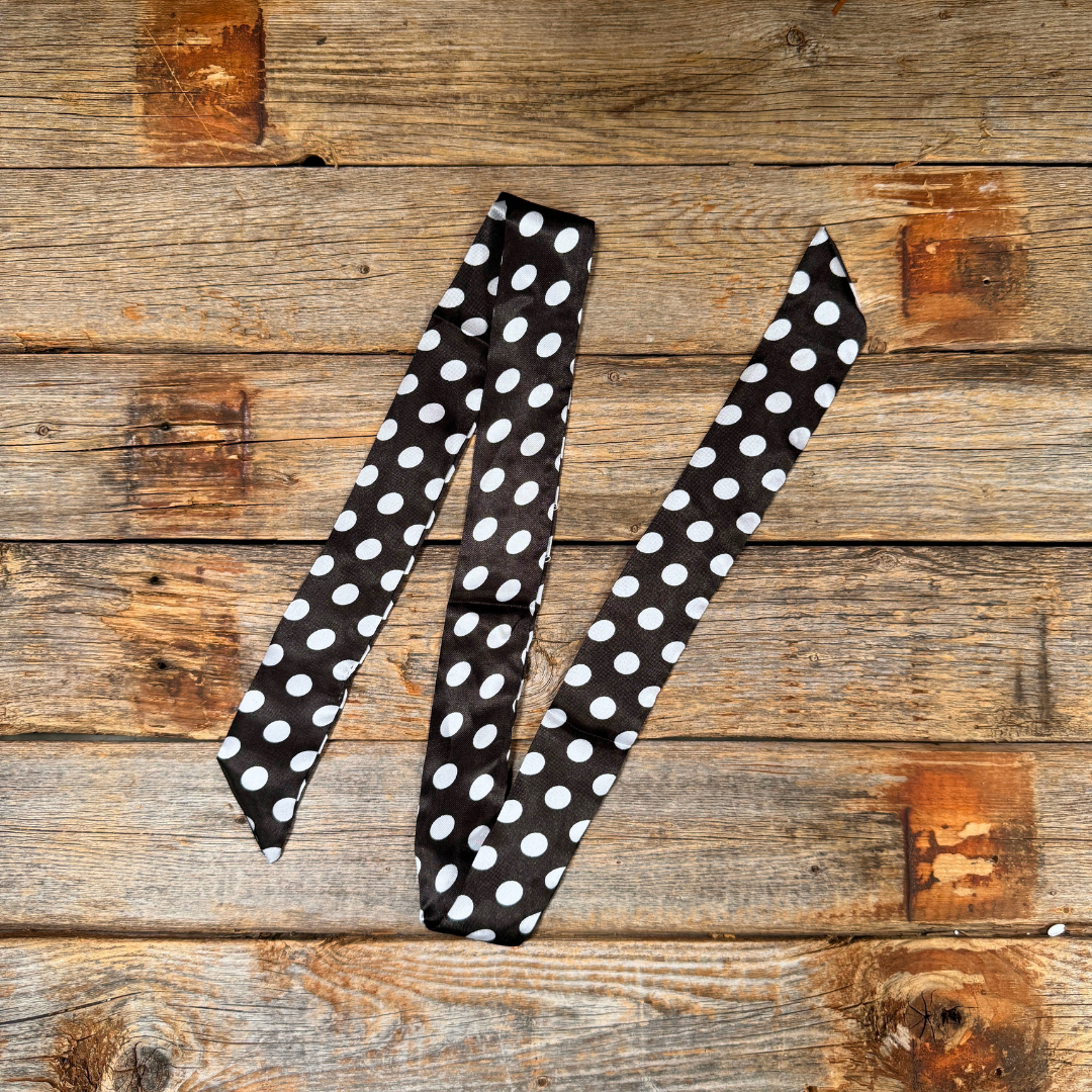 Black and White Western Skinny Mini Wild Rag Scarf - Cowgirl Necktie for Women | Bandana Style Western Fashion Accessory | Perfect for Rodeo, Horse Riding & Country Outfits #TW331