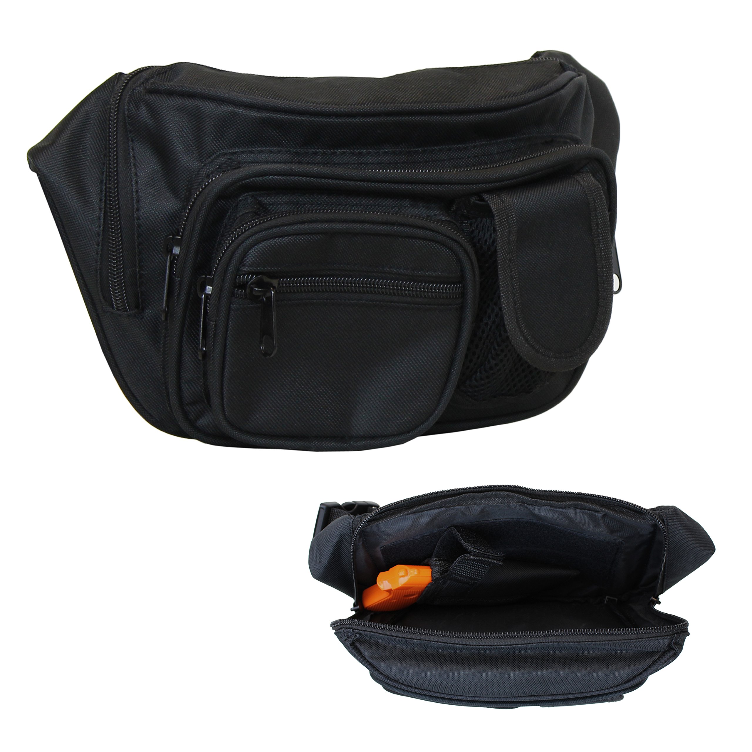 Concealed Carry Pistol Fanny Pack - Black Tactical Gun Concealment Waist Bag for Pistols Up to 50