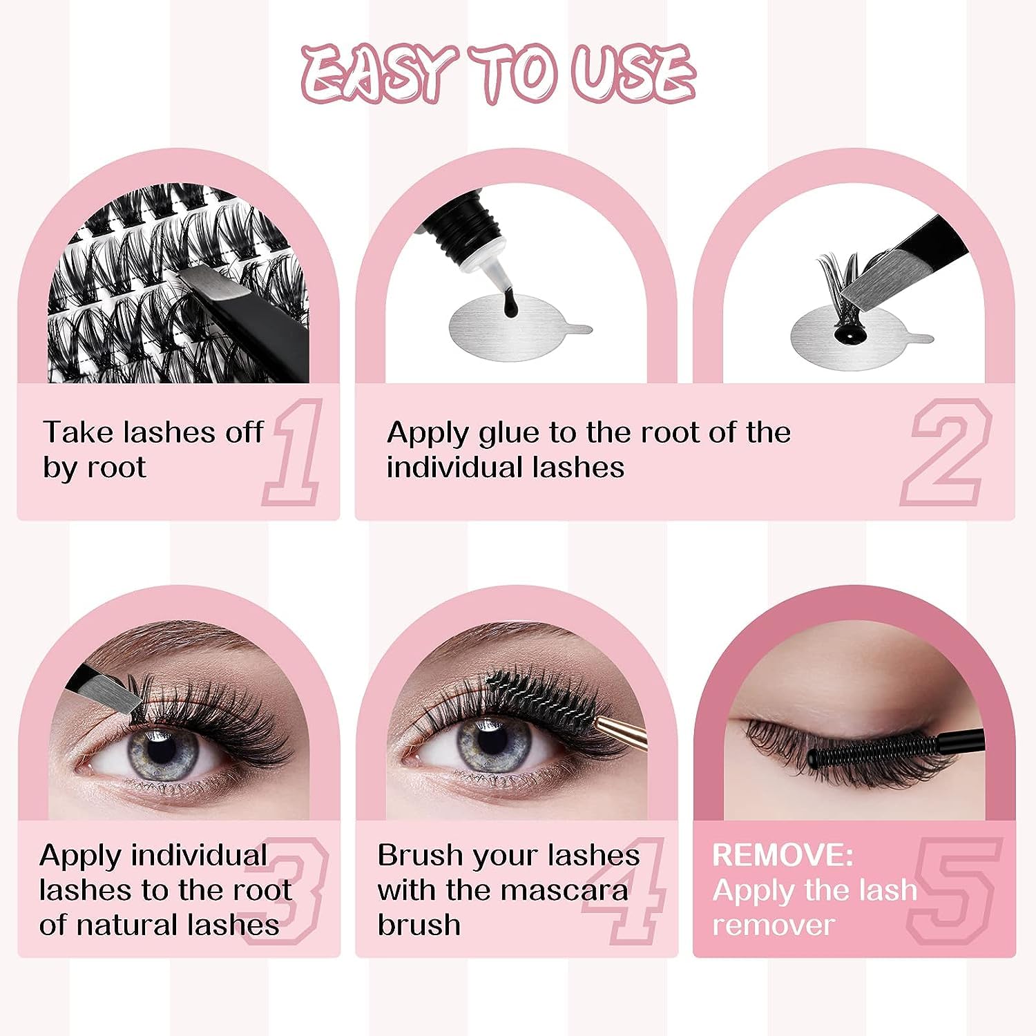 DIY Eyelash Extension Kit for Beginners - Mixed Length Faux Mink Clusters, Tweezers, Bond & Seal Remover - Natural Wispy Reusable Lashes (30D & 50D Kit) | Perfect for Home Use, Salon Practice & Special Occasions