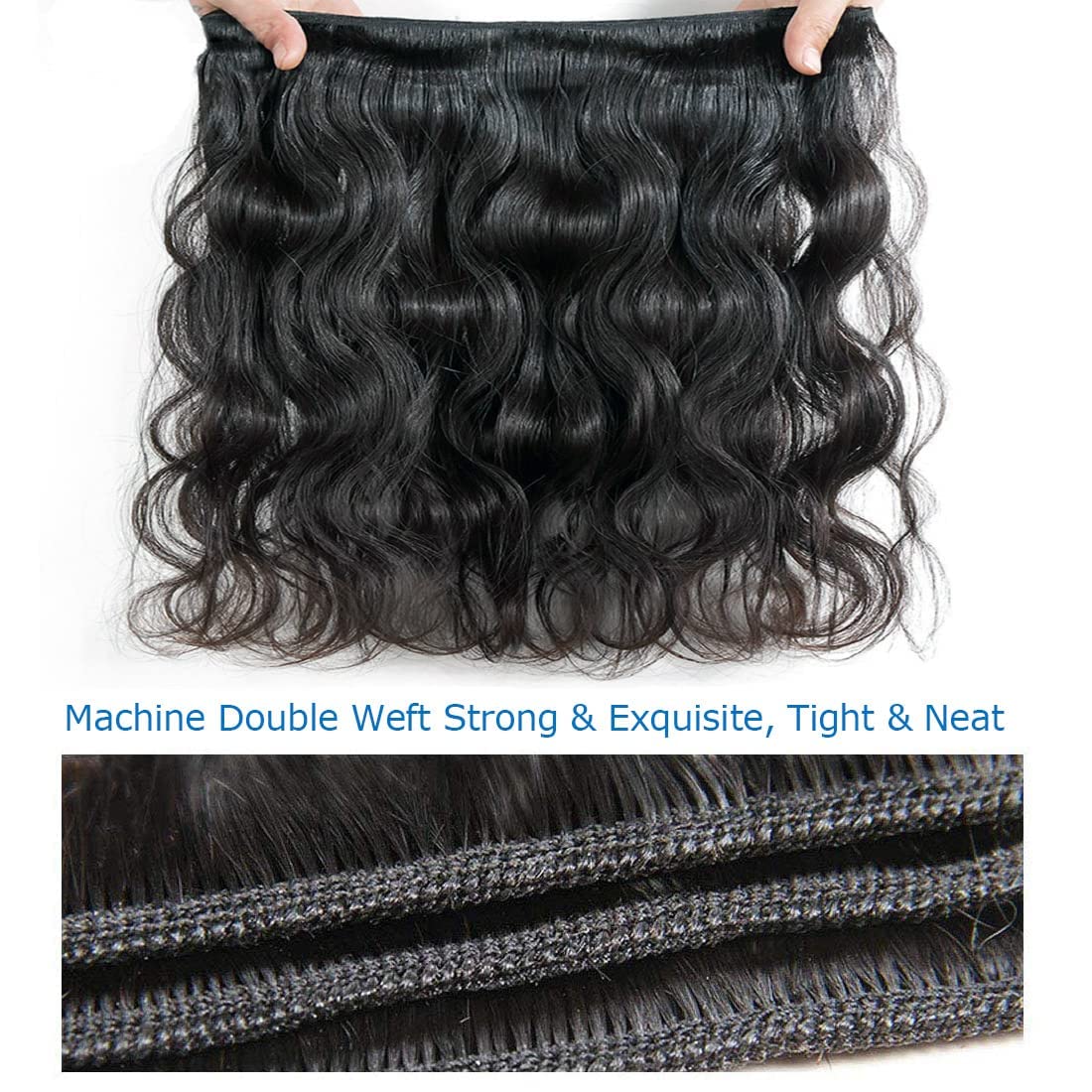 Brazilian Human Hair Bundles with 4x4 Lace Closure - 3 Bundles (20 22 24+18) 100% Unprocessed Virgin Body Wave Hair - Natural Color Free Part - Perfect for Protective Styles, Weaves & Hair Extensions