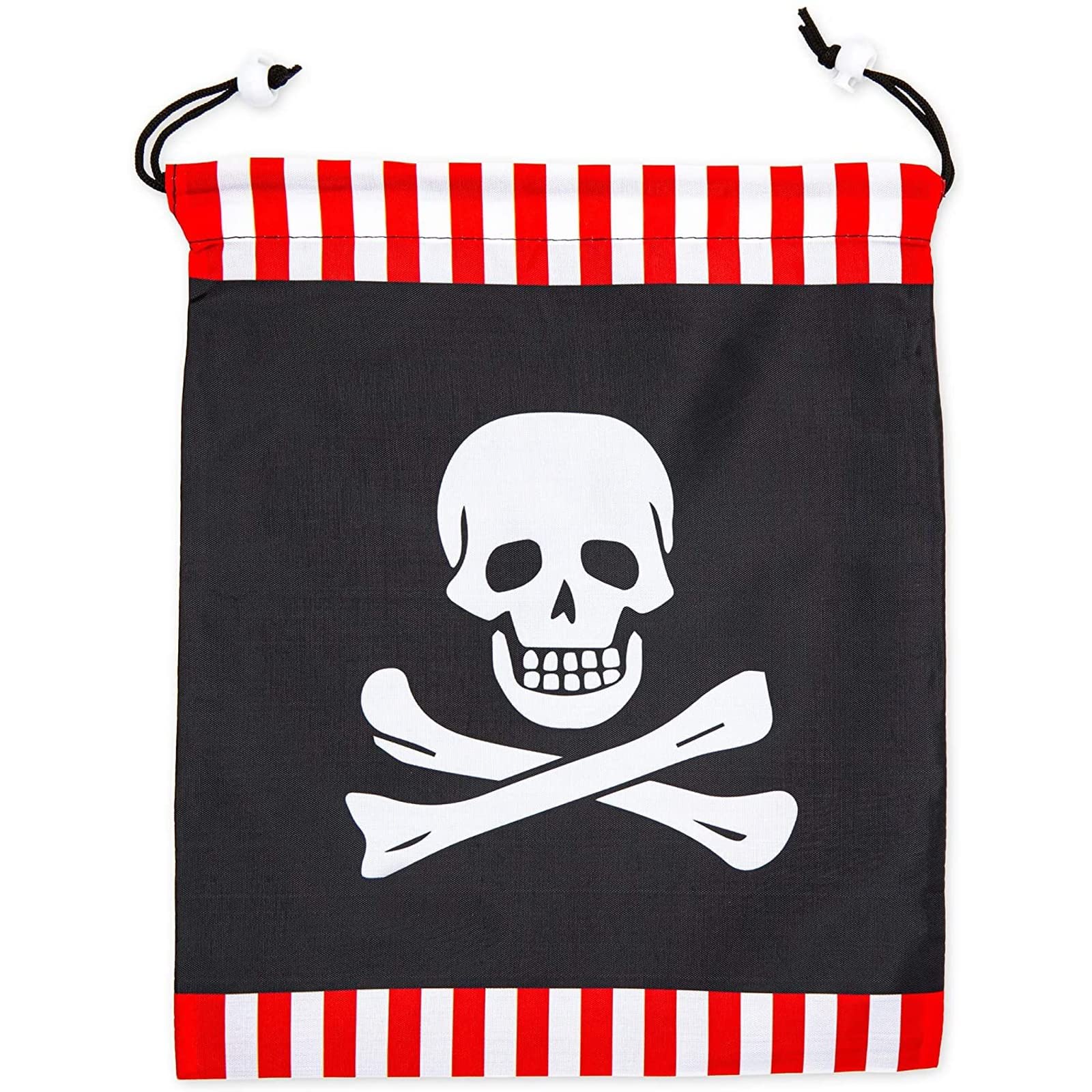 BLUE PANDA Pirate Skull Drawstring Party Favor Bags for Kids - 10x12 Inch Bulk Pack of 12 | Halloween Goodie Bags, Birthday Party Supplies & Treasure Hunt Prizes