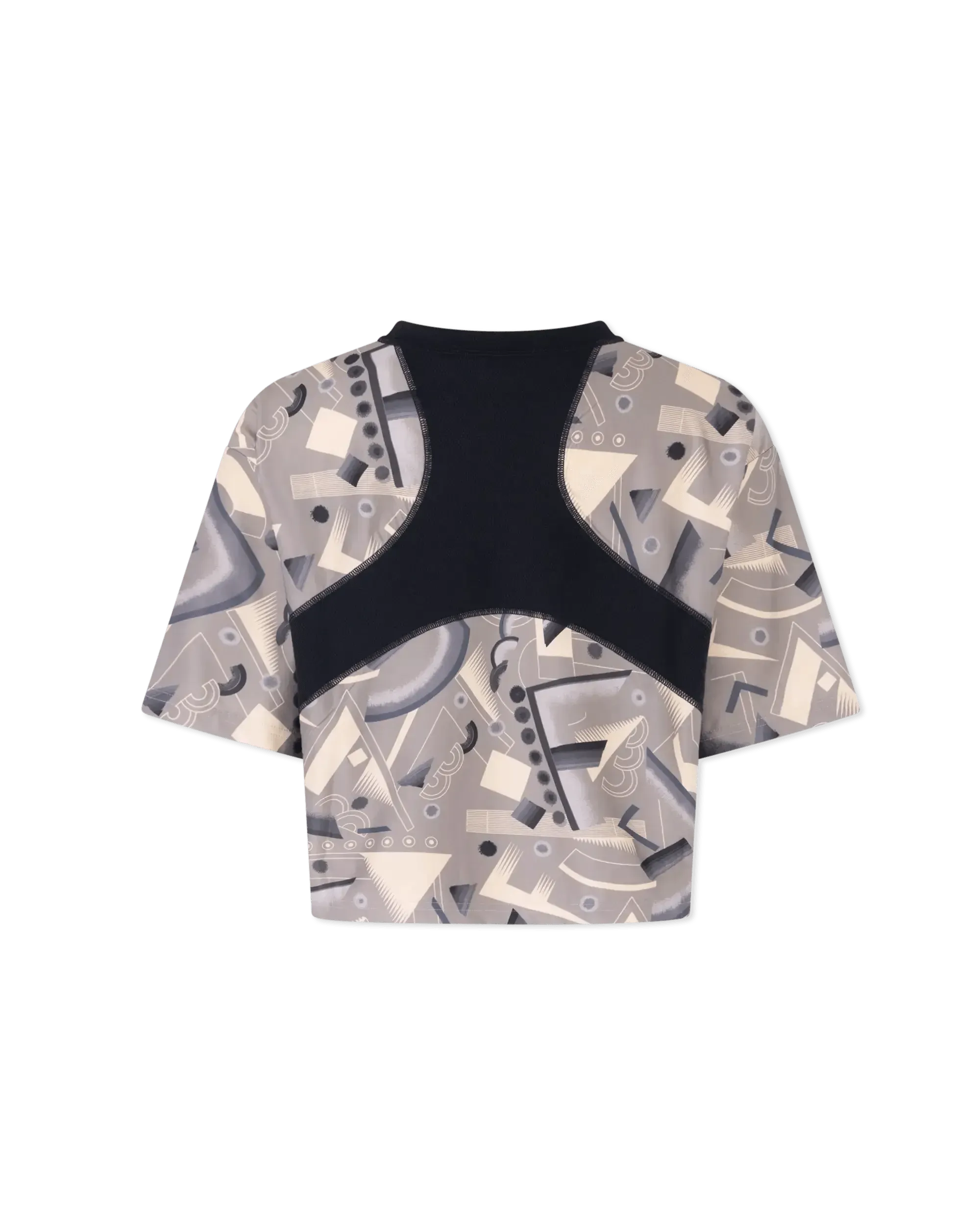 Stylish Geometric Print Cropped Lycra T-Shirt for Women | Trendy Summer Fashion Top | Perfect for Casual Outings & Beach Wear