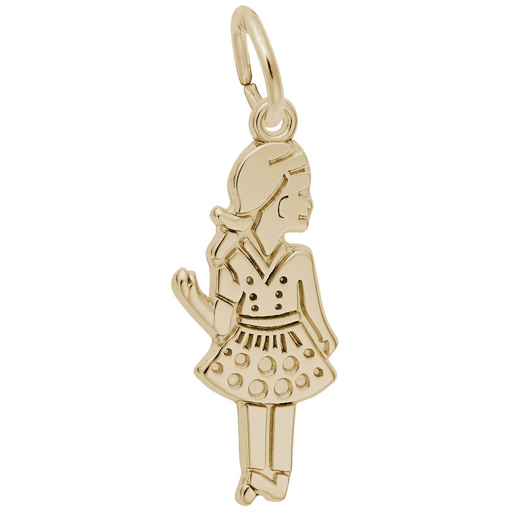 10k Yellow Gold Girl Charm Pendant - Dainty & Elegant Jewelry for Bracelets & Necklaces - Perfect Gift for Birthdays, Anniversaries & Special Occasions