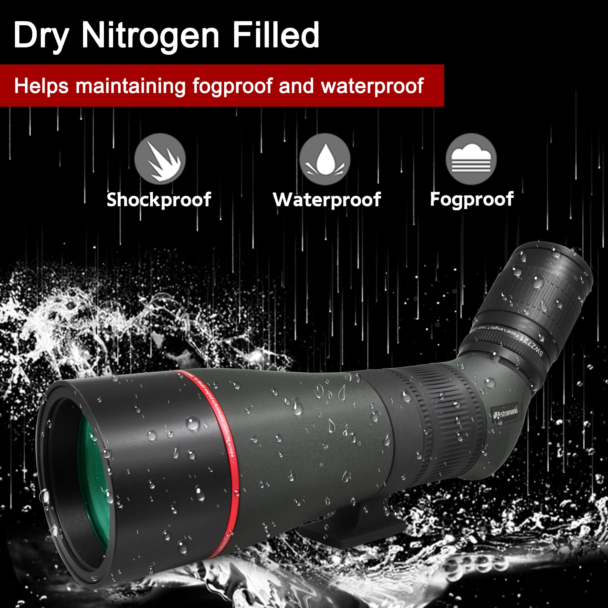 Astromania 16-48x65AE 45 Degree Angled Spotting Scope with Tripod & Carry Bag - High Power Zoom Telescope for Bird Watching, Hunting, Camping, Wildlife Observation & Scenic Viewing - Perfect for Outdoor Adventures & Travel