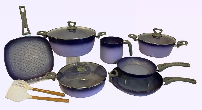 Premium 12-Piece Purple Terracotta Cookware Set with Milk Cup - Durable Clay Cooking Pots for Stovetop & Oven Use - Perfect for Traditional Mexican & Mediterranean Dishes