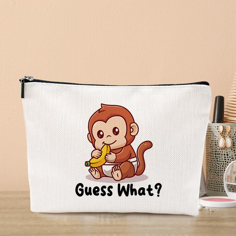 Funny Monkey Makeup Bag for Women & Girls - Cute Cosmetic Pouch for Animal Lovers - Perfect Gift for Sister, Best Friend, Daughter, Coworker - Great for Travel, School, Birthday, Christmas & Mother's Day