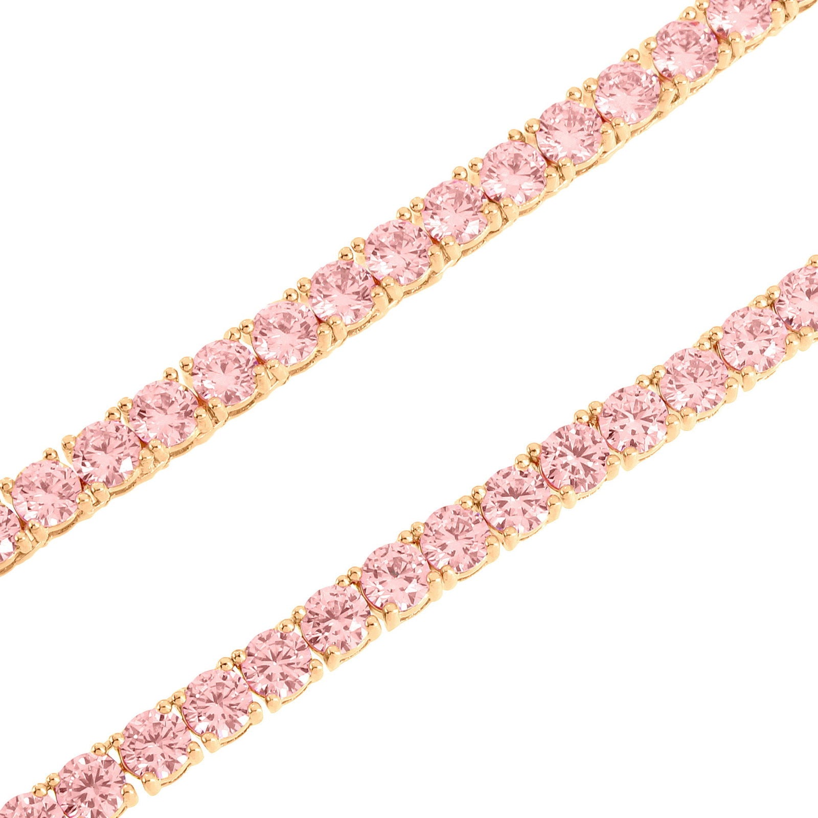 14K Rose Gold Plated 3mm Pink Lab Diamond Tennis Necklace for Women | Elegant Everyday Jewelry & Special Occasion Gift