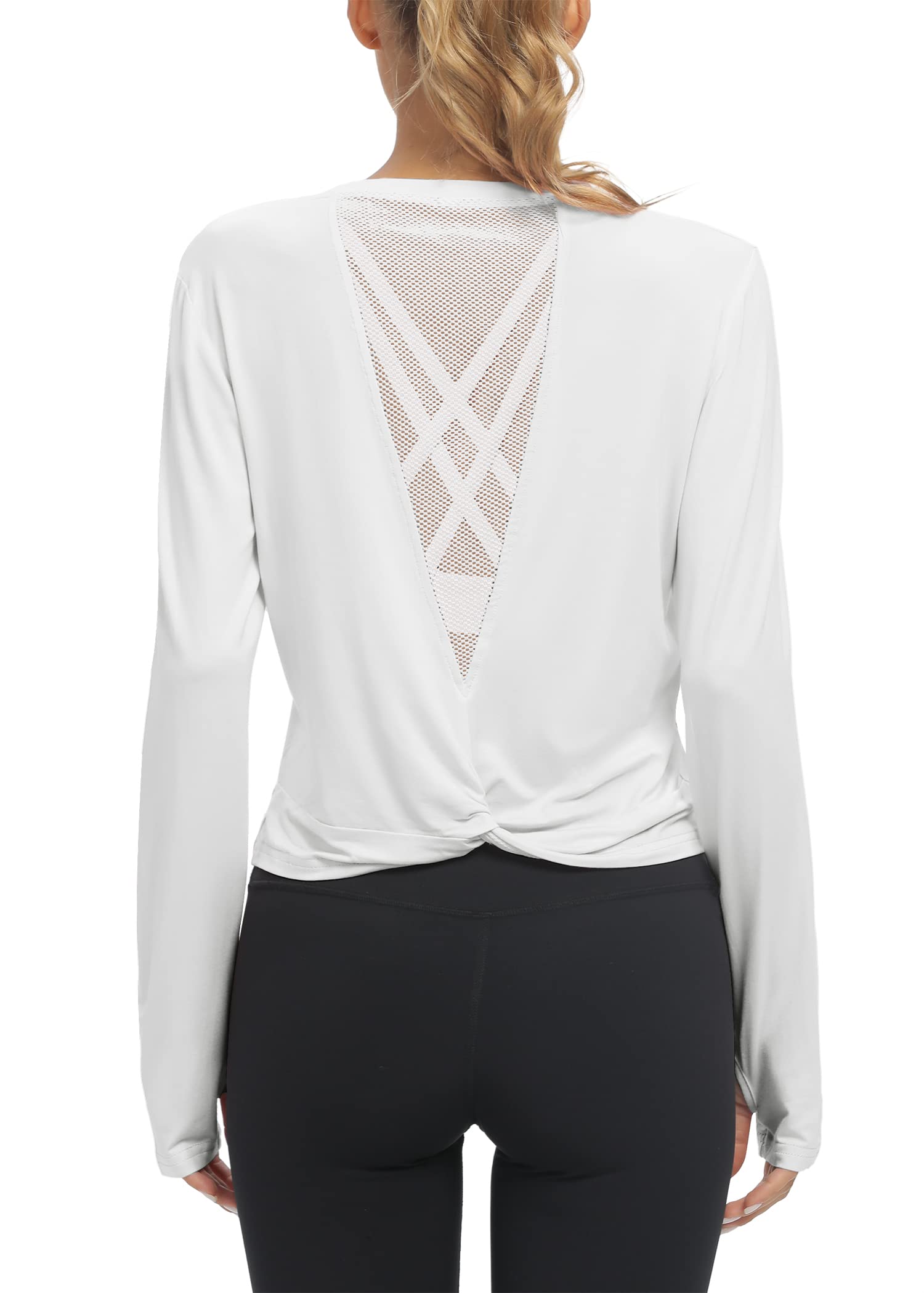 Women's Mippo Long Sleeve Workout Tops - Slightly Cropped Athletic Shirts for Yoga, Running & Gym | Perfect Pair with Leggings for Fitness & Casual Wear