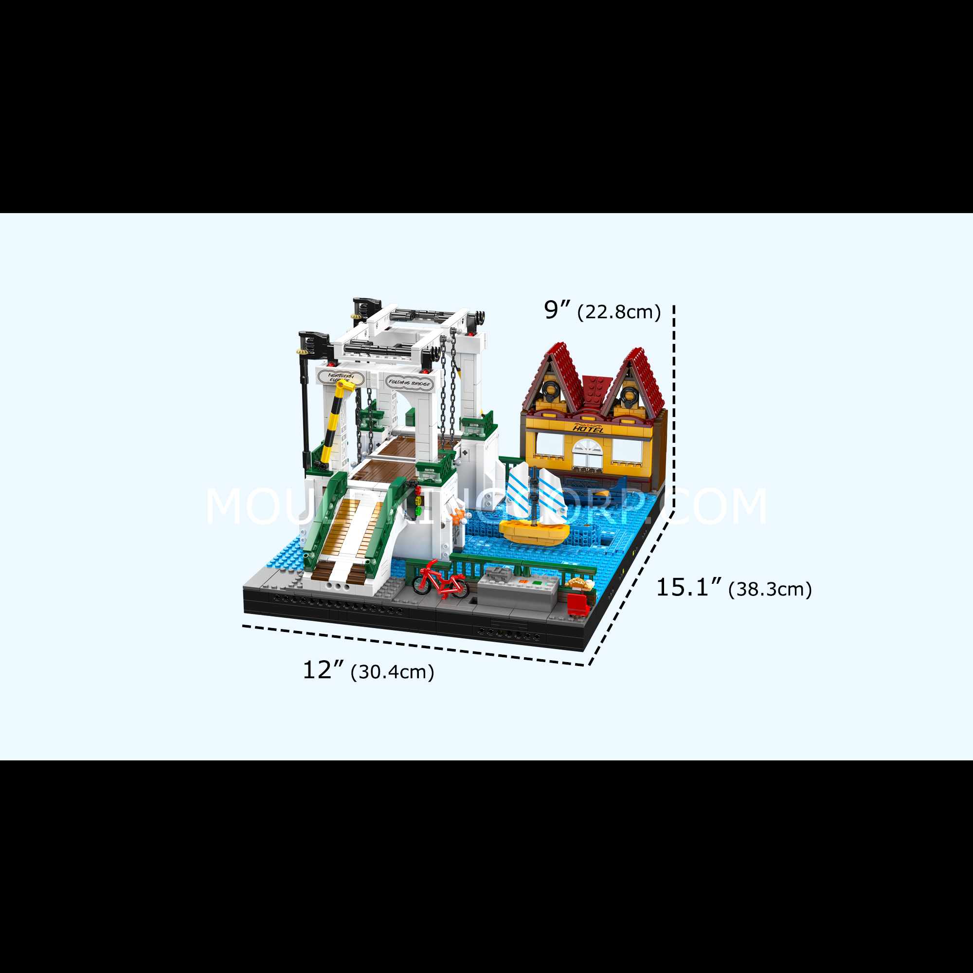 Mould King 16068 Northern Europe Town Folding Bridge Building Set - 2066 Piece Model Kit for Adults & Teens | Creative Architecture Toy for Home Decor, Gift & Collectible Display