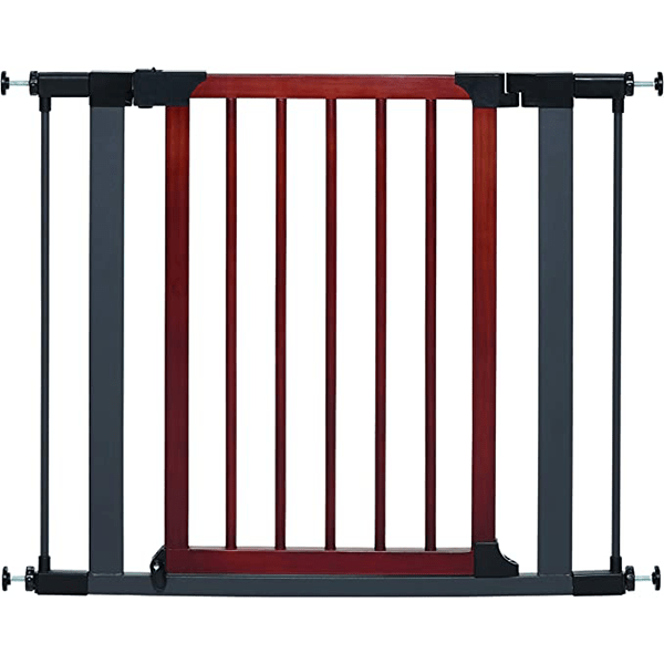 MidWest Steel Pet Gate with Graphite Frame & Wooden Door - Secure Dog Gate for Stairs, Doorways & Indoor Use