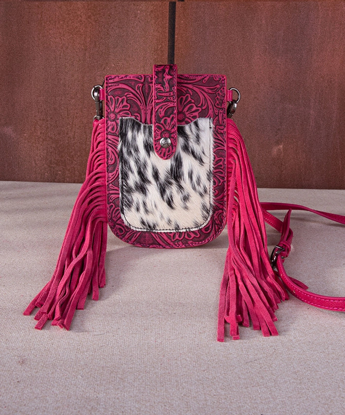 Montana West Genuine Cowhide Fringe Crossbody Phone Purse - Stylish Leather Wallet Case for iPhone & Android - Perfect for Concerts, Shopping & Night Out