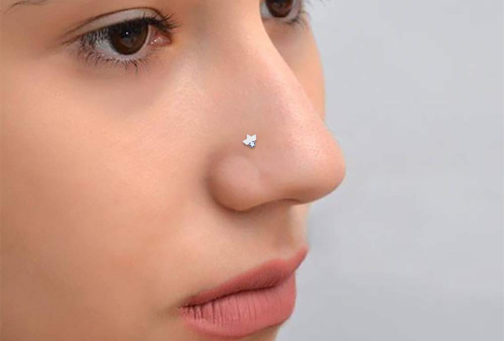 Elegant Jeweled Tiara Sterling Silver Straight Nose Pin - Hypoallergenic Body Jewelry for Women | Perfect for Weddings, Parties & Festive Occasions