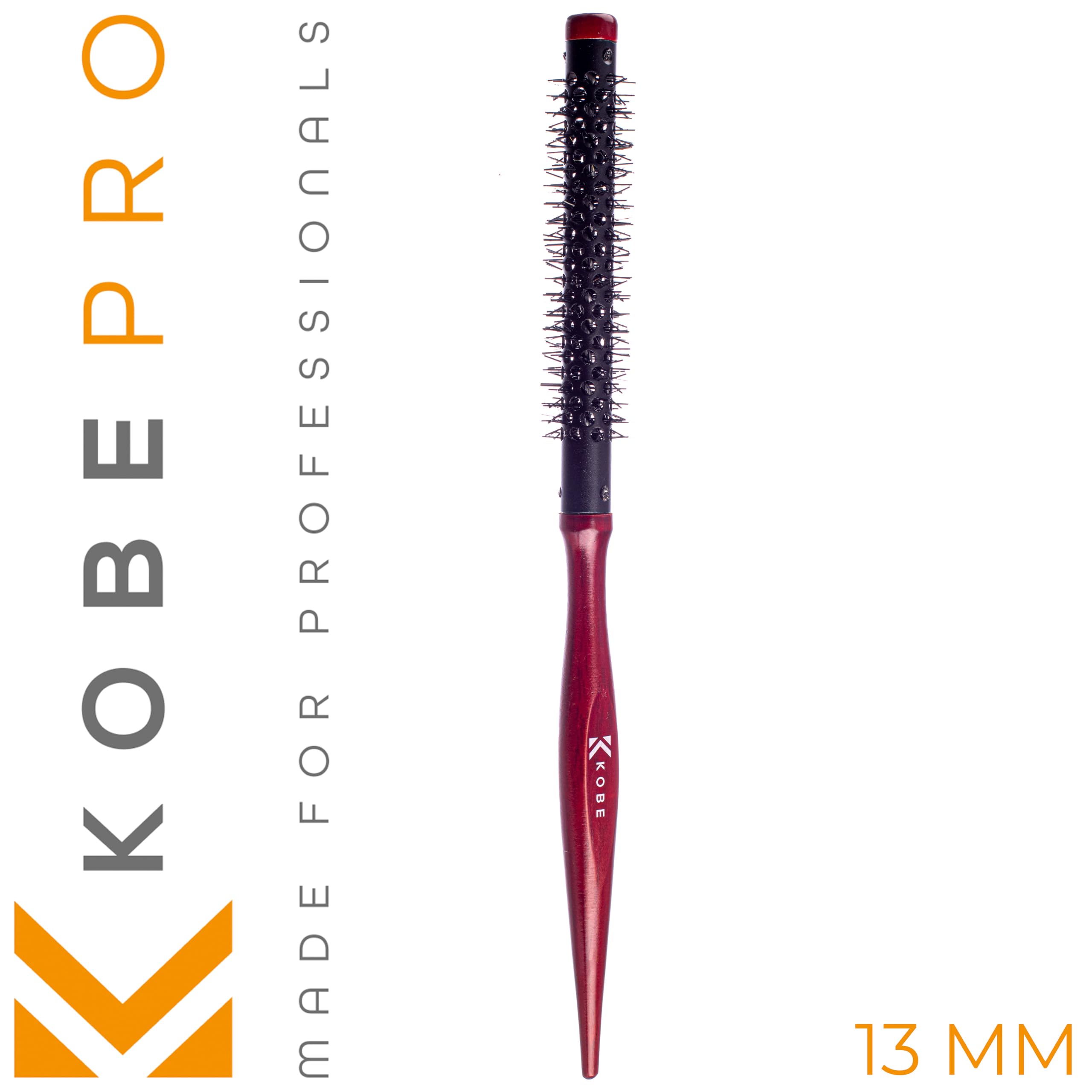 Kobe Red Wood Heat Resistant Blow Dry Brush - 13mm Barrel for Styling & Straightening - Salon & Home Use