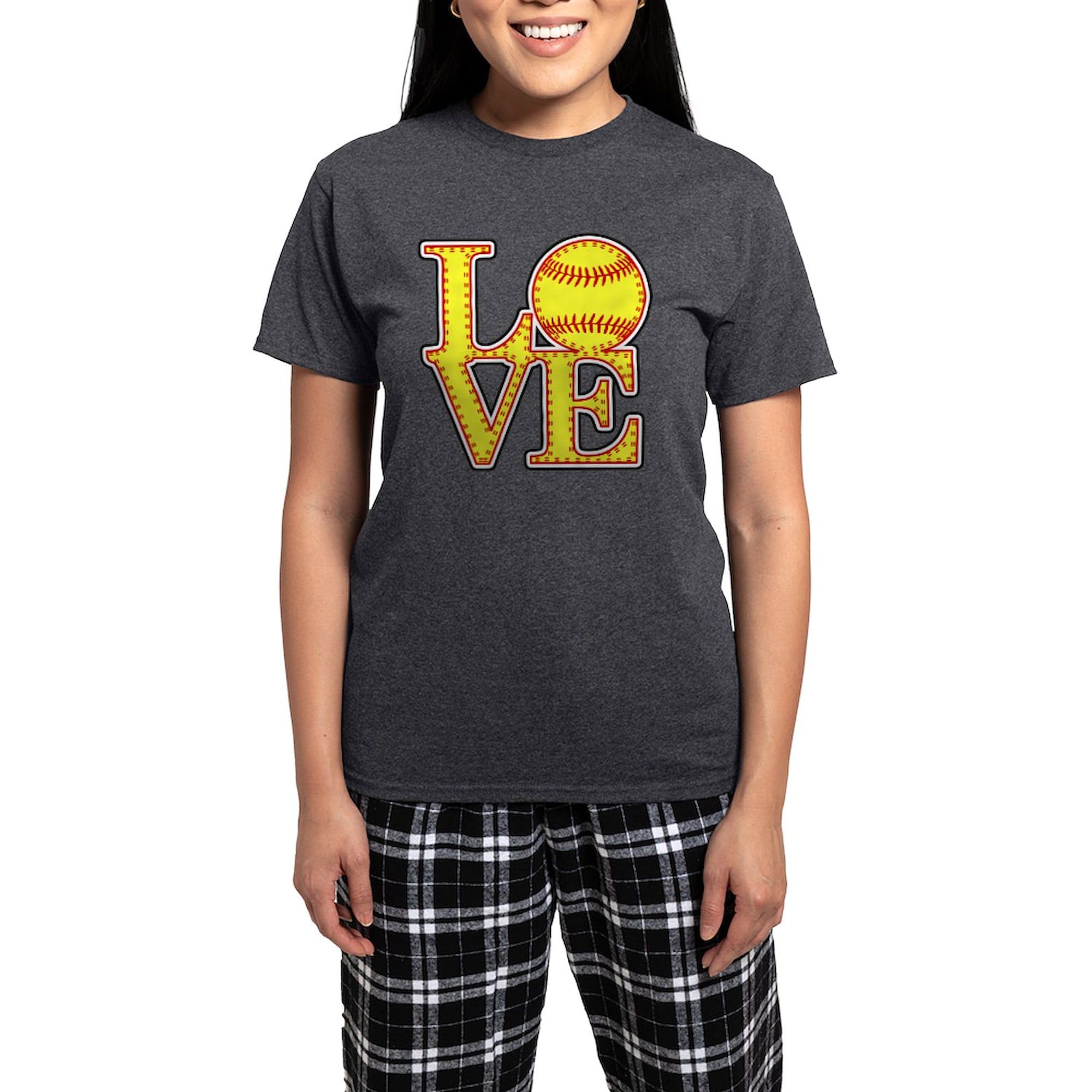 Softball Lover Women's Charcoal Pajama Set - Cute Stitched Print Sleepwear for Women | Perfect for Game Nights, Sleepovers & Softball Team Gifts