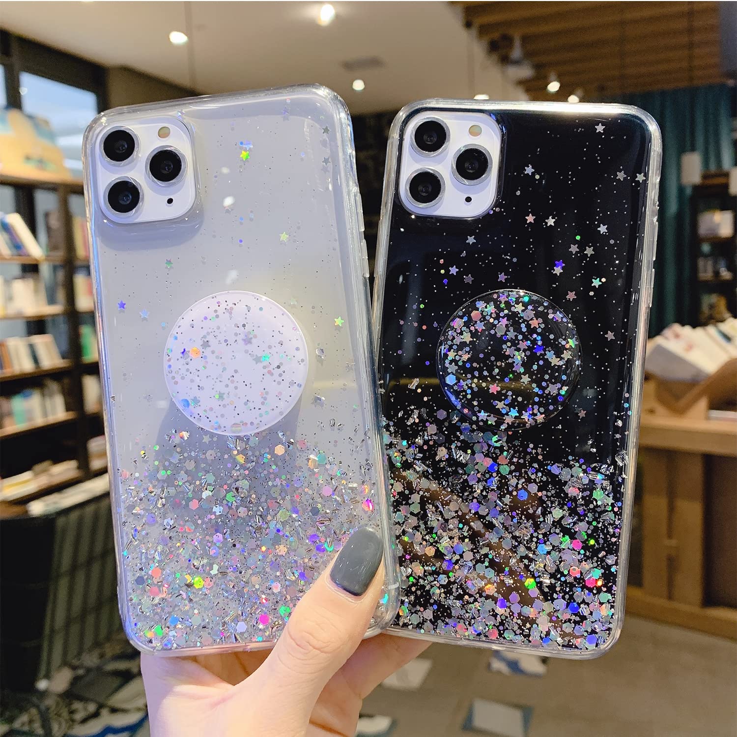 **iPhone 13 Pro Max Case [6.7 inch] - Sparkle Glitter Bling Protective Cover with Ring Kickstand for Women & Girls | Soft Shockproof Phone Shell | Perfect for Everyday Use & Fashion Accessories (Silver)**