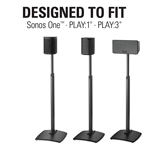 Sanus Adjustable Height Wireless Speaker Stands for SONOS ONE, ONE SL, Play:1 & Play:3 - Tool-Free 16