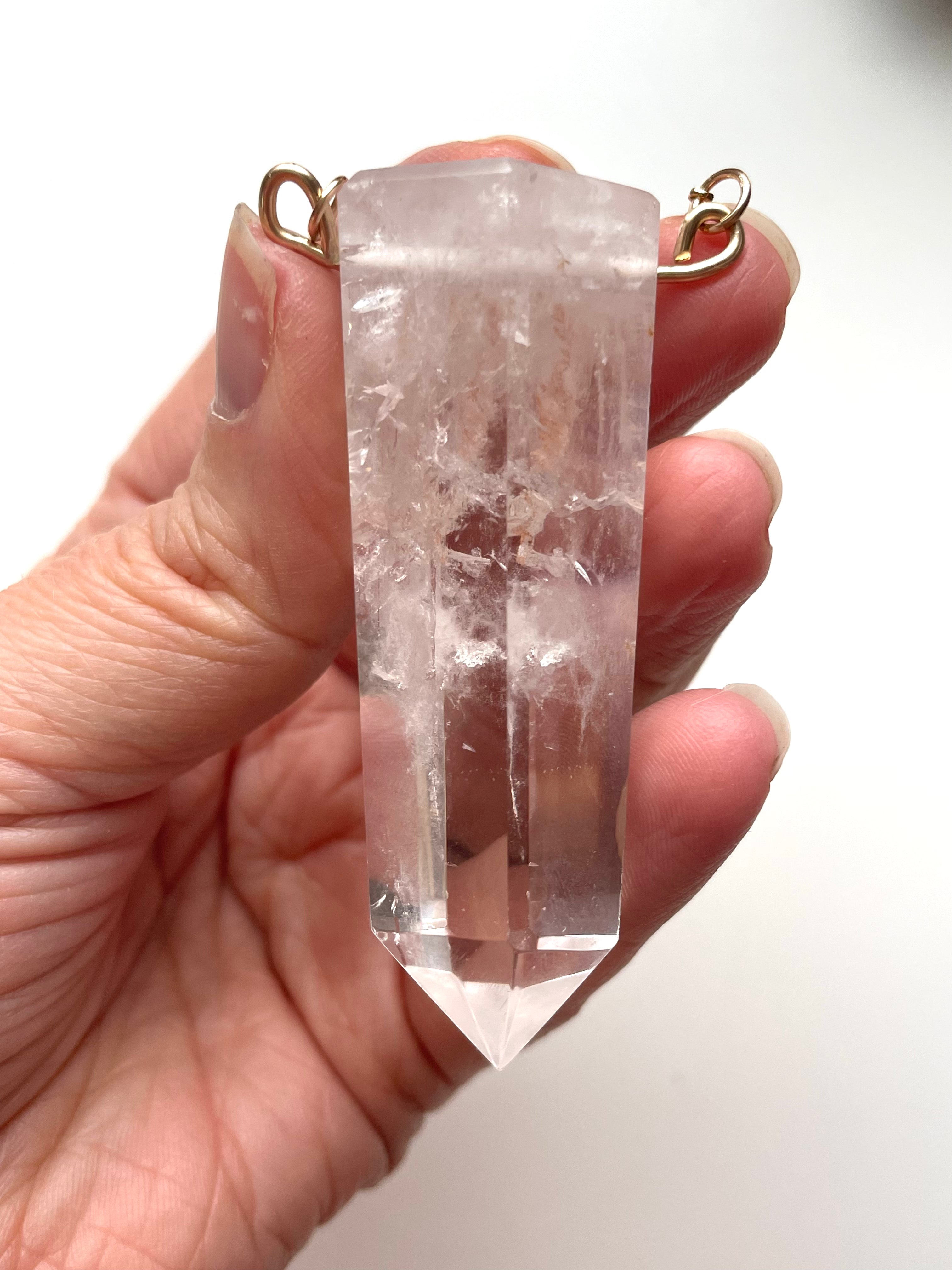 Extra Large Chunky Clear Quartz Tower Necklace - 14kt Gold Filled Pendant for Women | Healing Crystal Jewelry for Meditation, Yoga & Spiritual Gifts