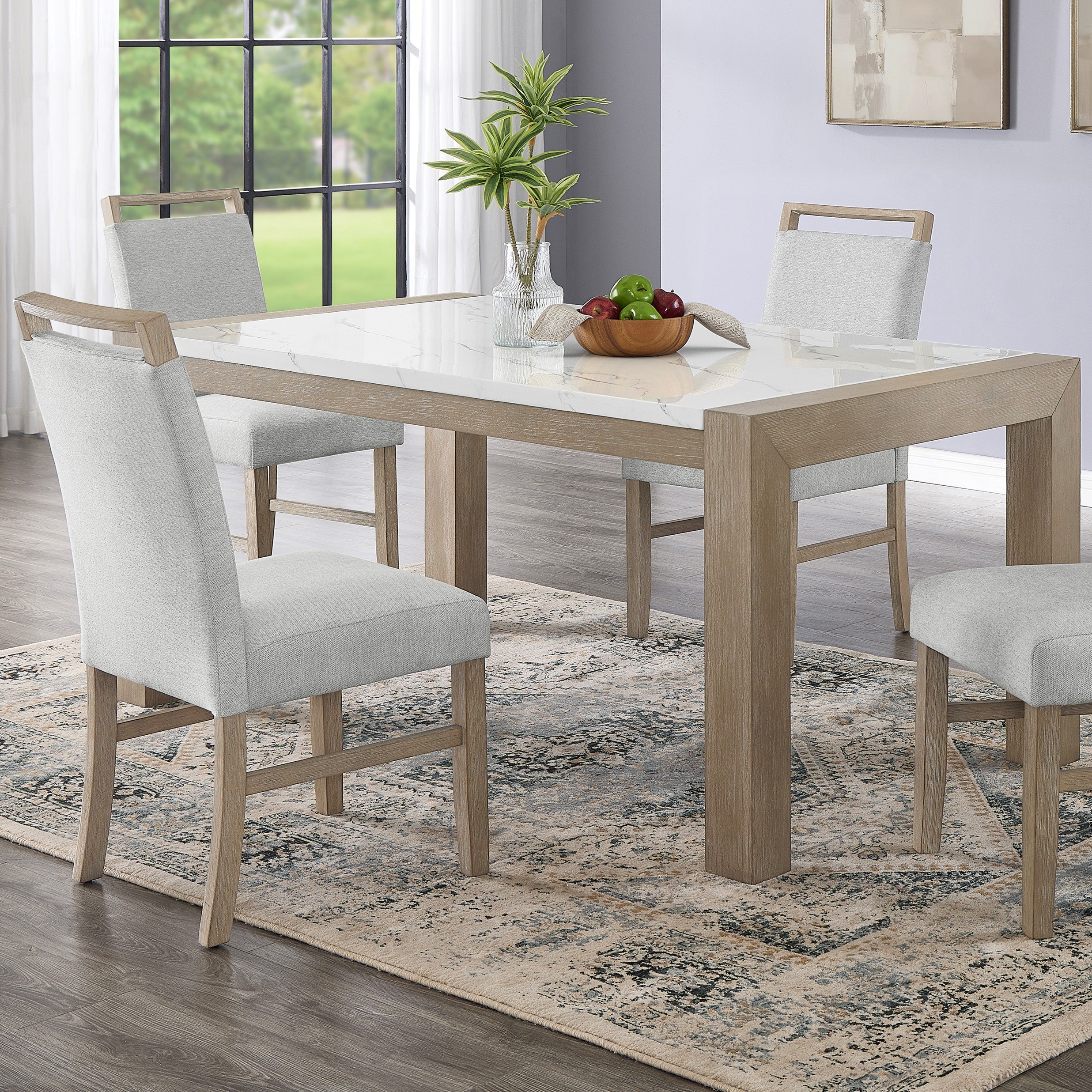 Roundhill Furniture Zelalle Upholstered Dining Chairs Set of 2 - Light Gray Fabric with Sturdy Rubberwood Legs, Comfortable Modern Kitchen & Dining Room Seating for Home, Restaurant or Office