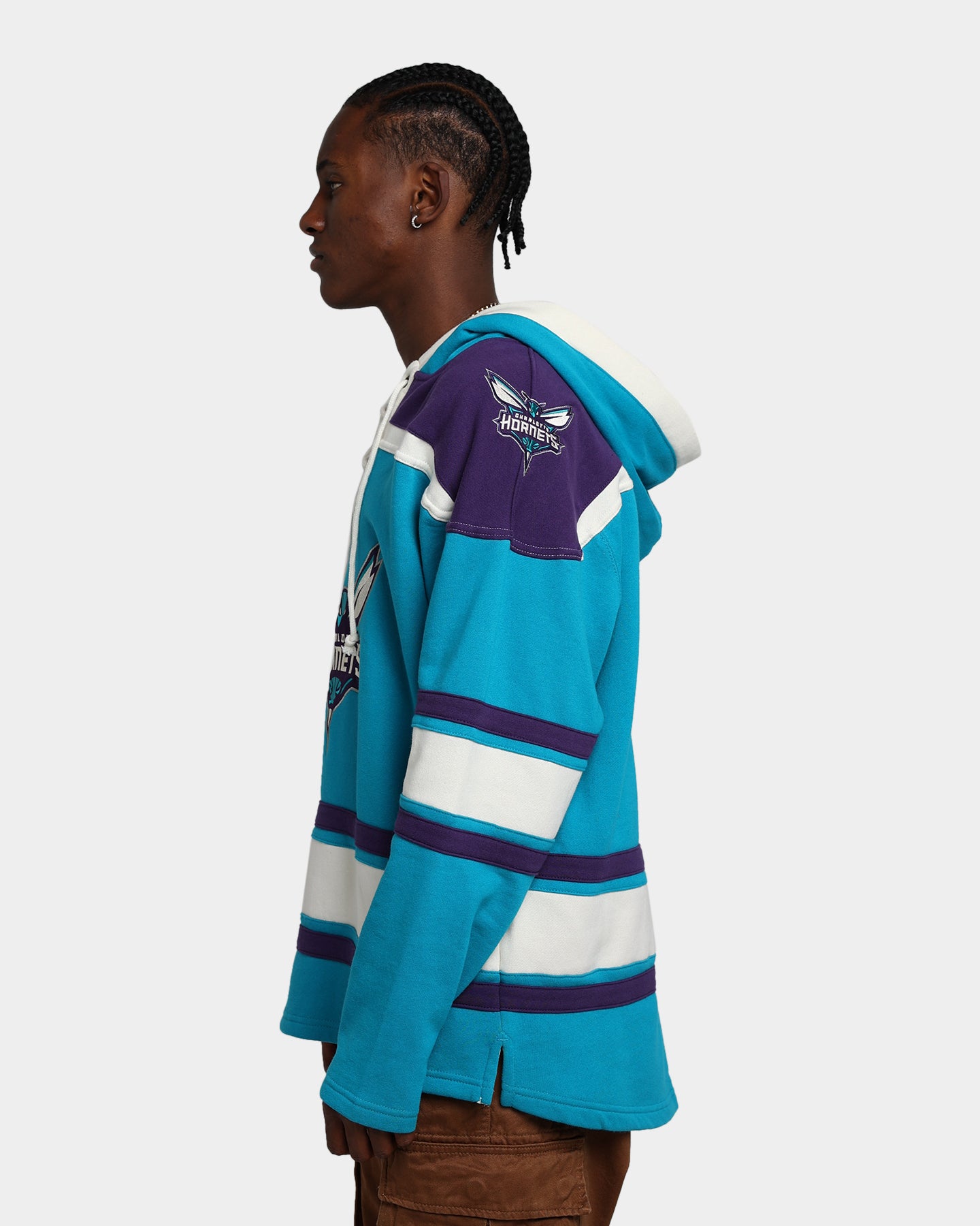 47 Brand Charlotte Hornets Superior Lacer Hoodie Neptune - Men's NBA Basketball Team Zip-Up Sweatshirt for Fans & Streetwear Fashion | Game Day, Casual Wear & Outdoor Activities