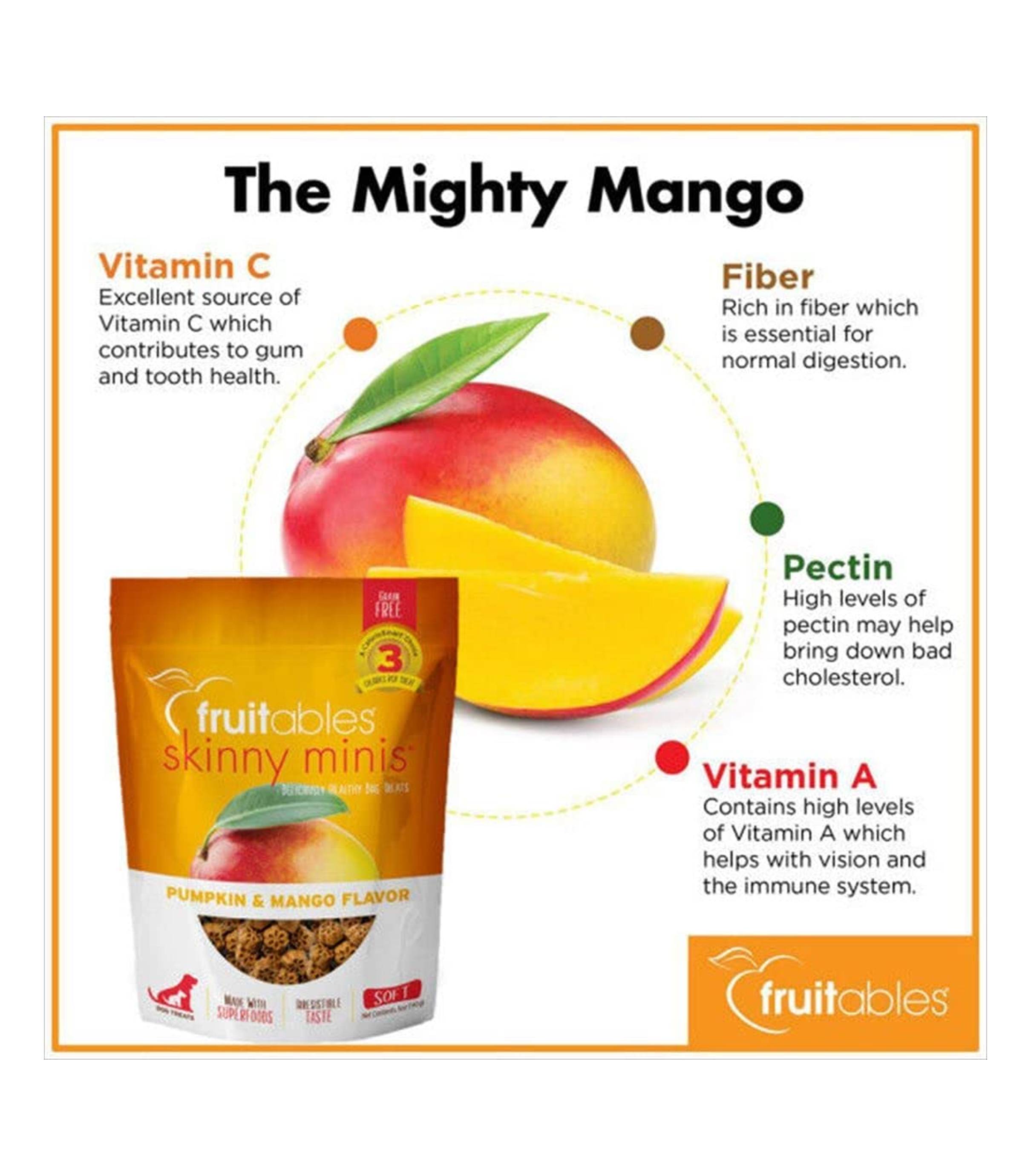 Fruitables Skinny Minis Pumpkin & Mango Flavor Dog Treats - Low Calorie Training Rewards for Small & Medium Dogs