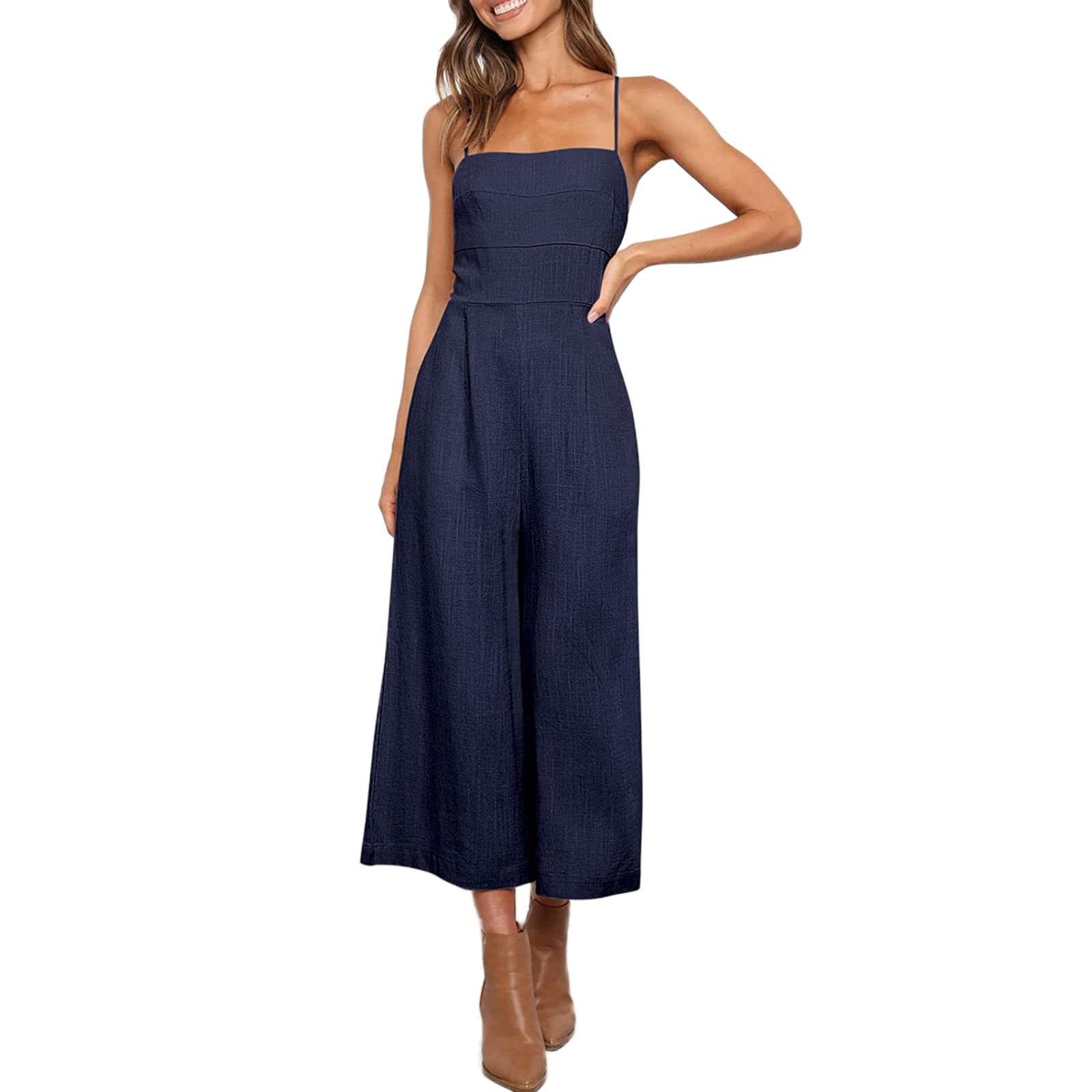 GOOCHEER Women's Wide Leg Jumpsuit - Plus Size Romper, Casual Loose Boho Overalls One Piece for Summer | Beach Outfit, Vacation Wear, Street Style Fashion
