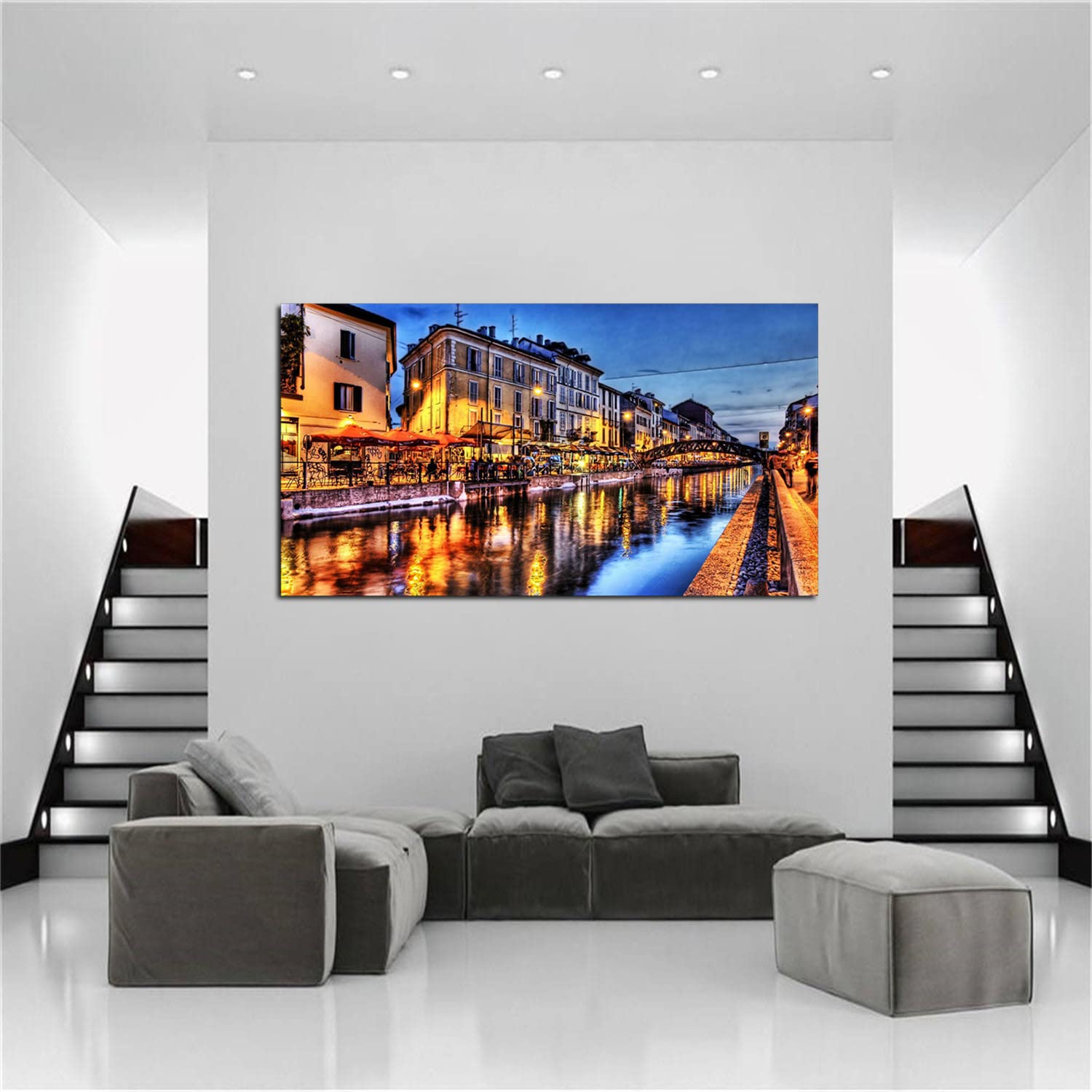 BOHU ARTS Dublin Ireland Landscape Canvas Wall Art - Framed Painting for Home, Office & Bedroom Decor - Ready to Hang - Perfect for Living Room, Dining Area & Gift Giving