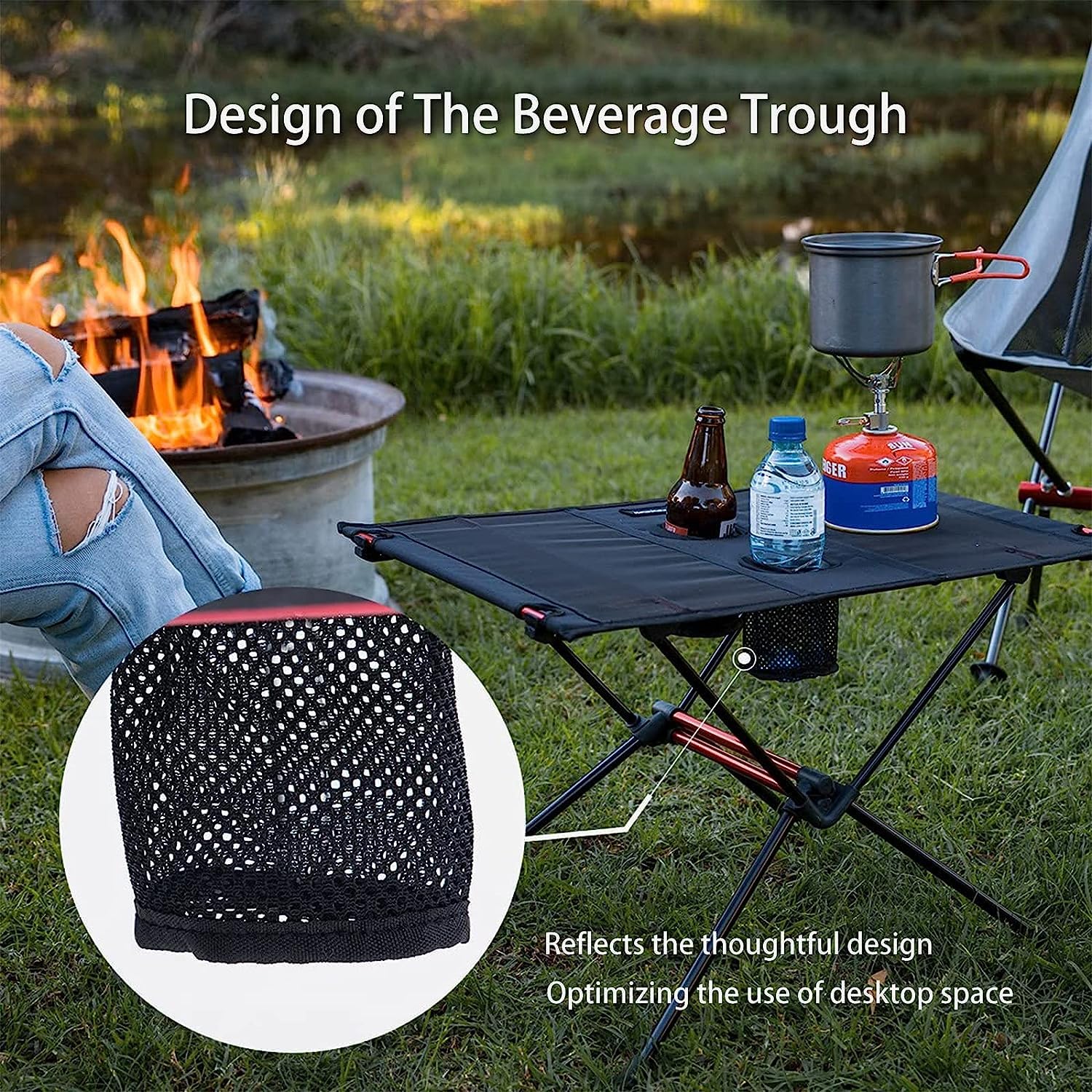 Naturehike Ultralight Folding Camping Table - Portable Aluminum Alloy Picnic Table for Outdoor, Beach, Hiking & Backpacking - Perfect for Camping, BBQ, Fishing & Travel (Dark)