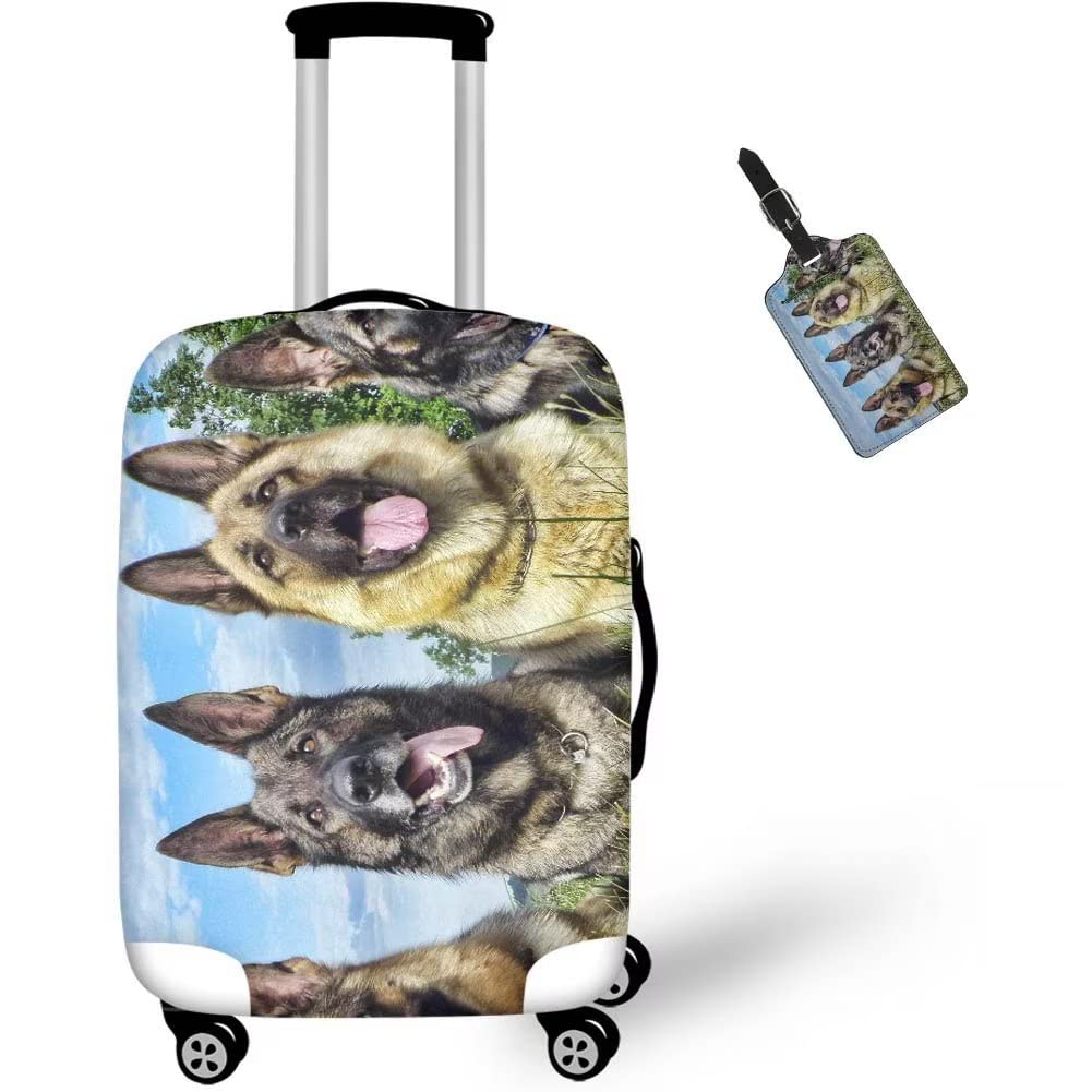 Allinterest 2-Piece Washable Dog Print Luggage Cover Set with Suitcase Tag - Durable Travel Baggage Protector for Airlines, Vacation & Business Trips