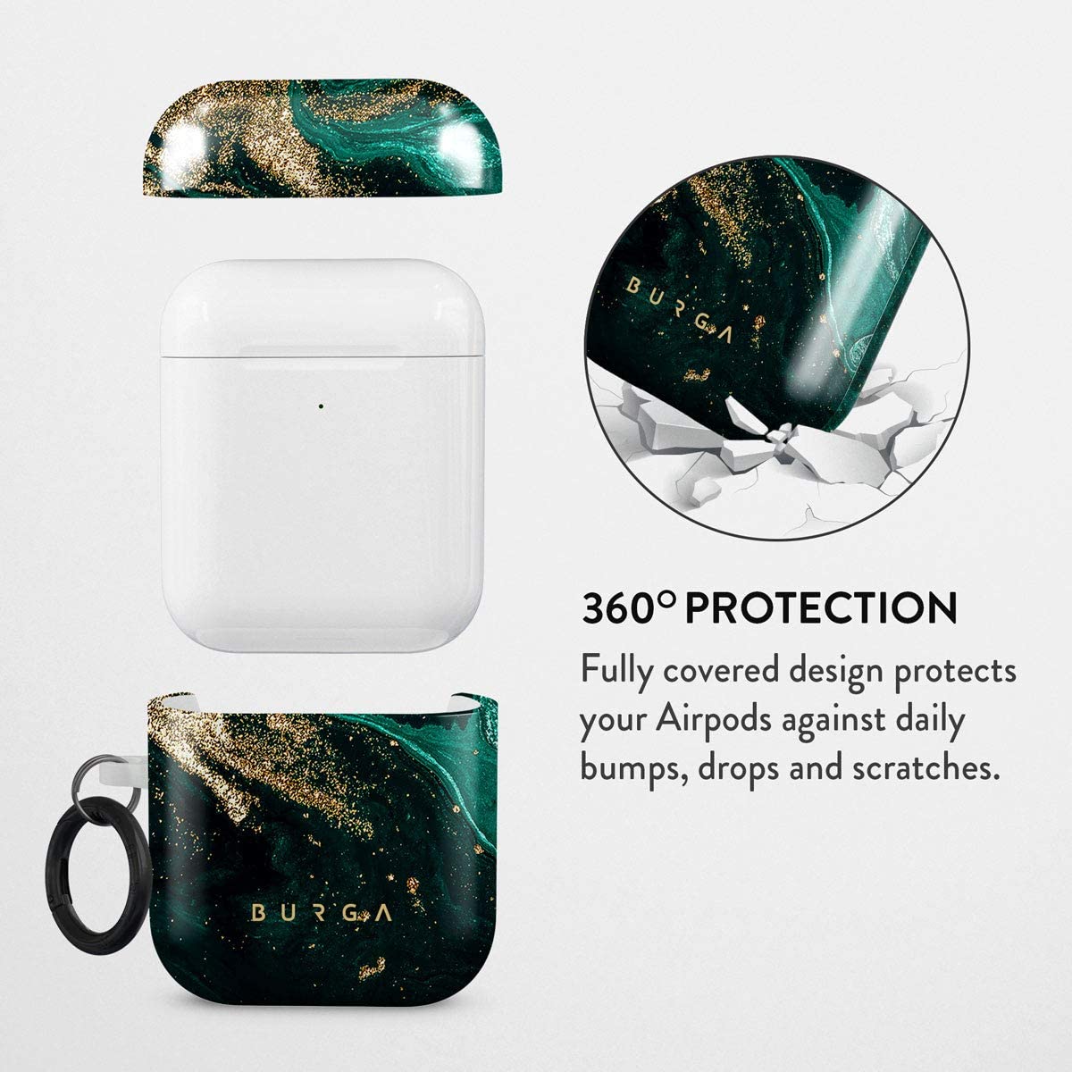 BURGA iPhone 13 Case & AirPods Case Bundle - Fashion Protective Hard Plastic Cover for Apple AirPods 1/2 & iPhone 13 Pro Max - Emerald Pool Design for Women | Perfect for Daily Use, Travel & Gift Giving