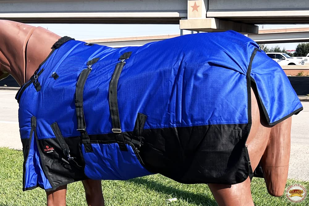 HILASON 1200D Winter Waterproof Poly Horse Blanket with Belly Wrap - Heavy Duty Turnout Blanket for Cold Weather, 75 Inch - Ideal for Pasture, Riding, and Stable Use