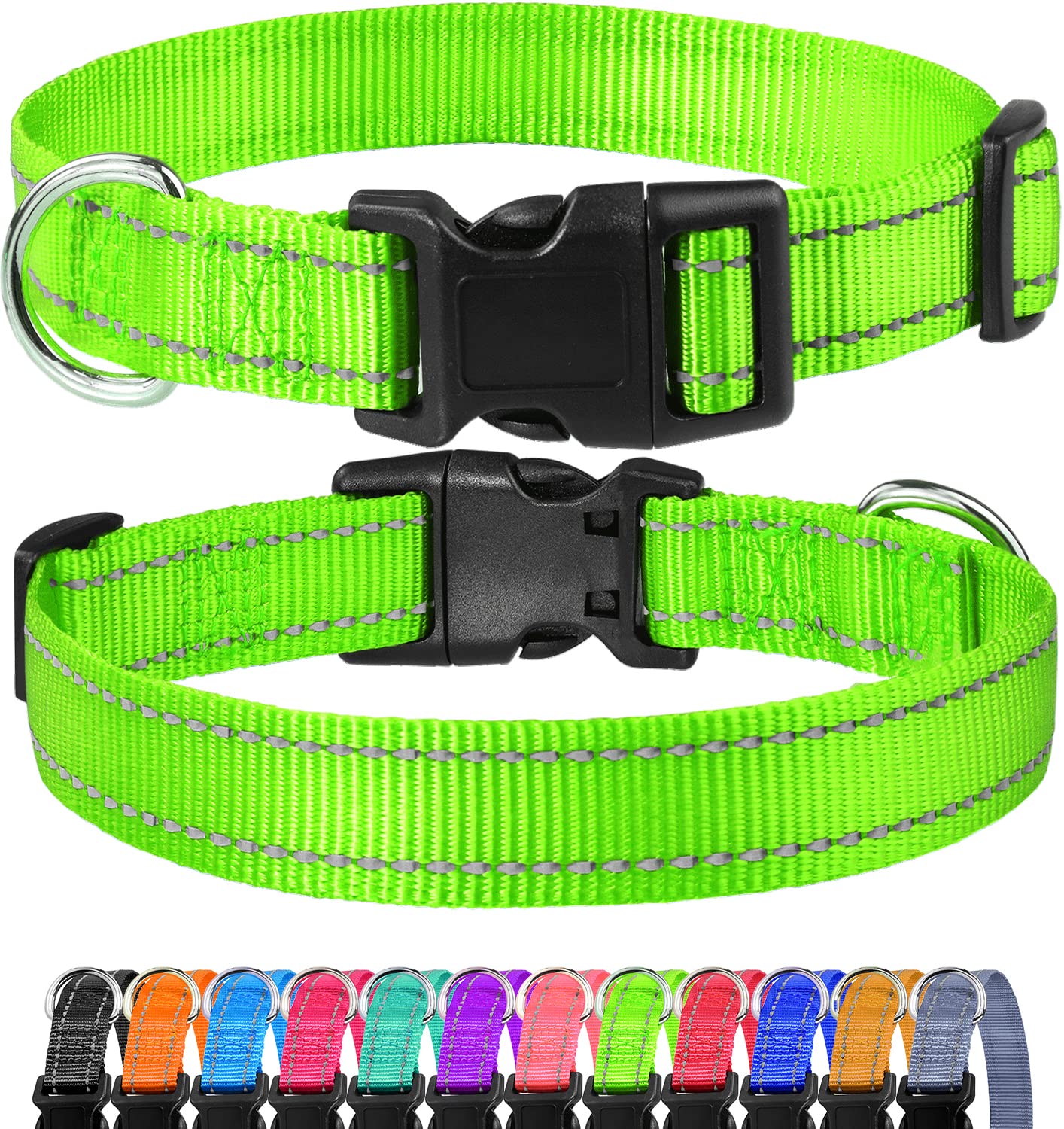 Reflective Nylon Dog Collar with Quick Release Buckle - Adjustable Puppy Collar for Small Dogs (5/8