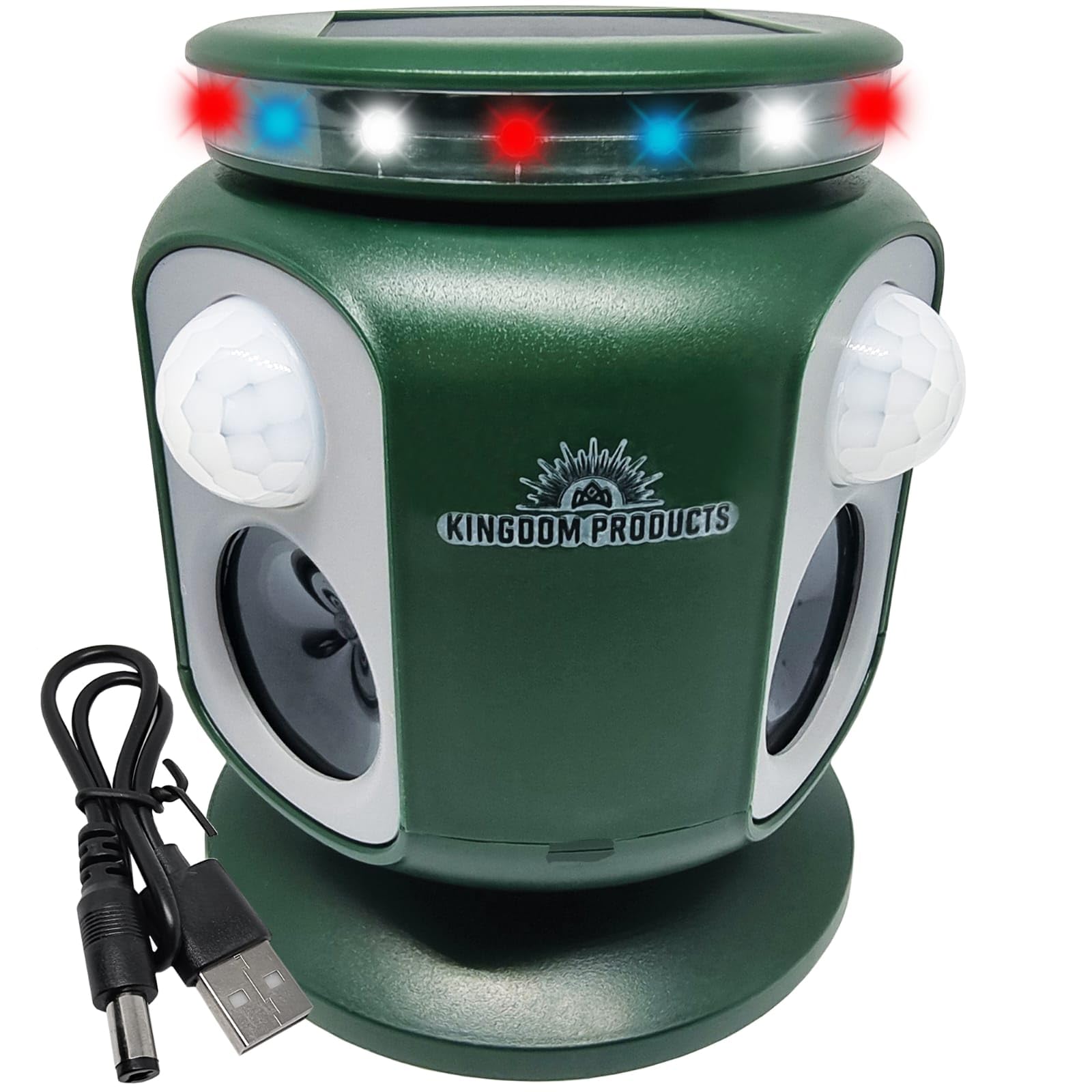 2024 Upgraded Solar Animal Repeller - 220° Wide-Angle Motion Detection, Ultrasonic & LED Deterrent with Dual Alarms for Outdoor Pest Control | USB Rechargeable | Perfect for Gardens, Yards & Farms Protection
