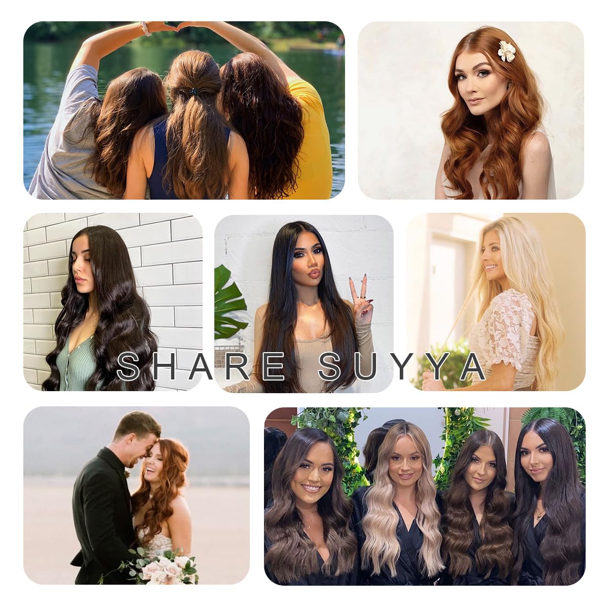 SUYYA 14 Inch Clip in Hair Extensions - 7Pcs 110g Real Human Hair, Double Weft Straight Extensions in Natural Black (#1B Off Black) for Daily Styling, Parties & Special Occasions