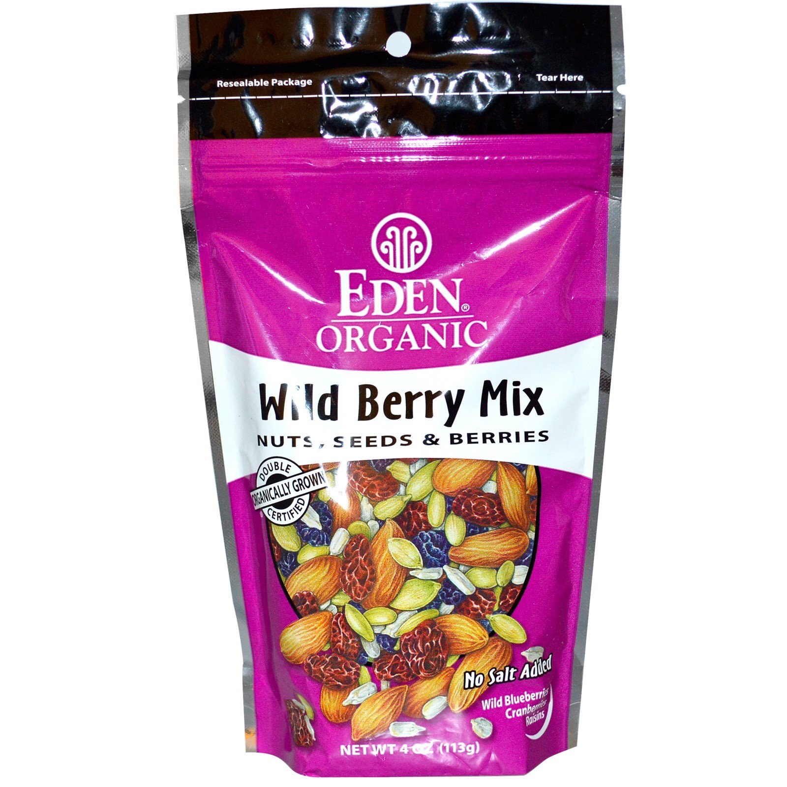 Organic Wild Berry Mix with Nuts & Seeds - Eden Foods 4oz (Pack of 2) | Healthy Snack for Hiking, Office & School Lunch