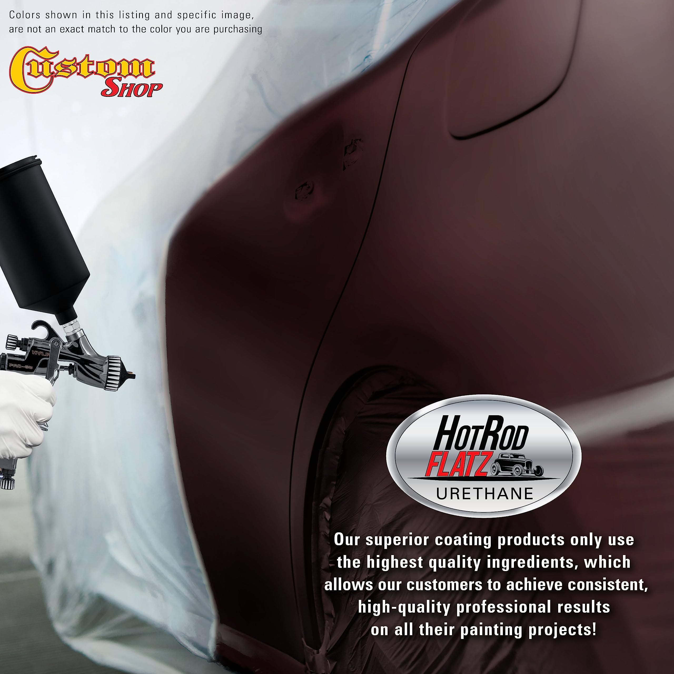 Royal Maroon Hot Rod Flatz Flat Matte Satin Urethane Auto Paint Kit - Professional Low Sheen Automotive Coating for Cars & Trucks (4:1 Mix Ratio, 1 Gallon) - Ideal for Custom Car Shops, Hot Rod Restoration & DIY Vehicle Projects