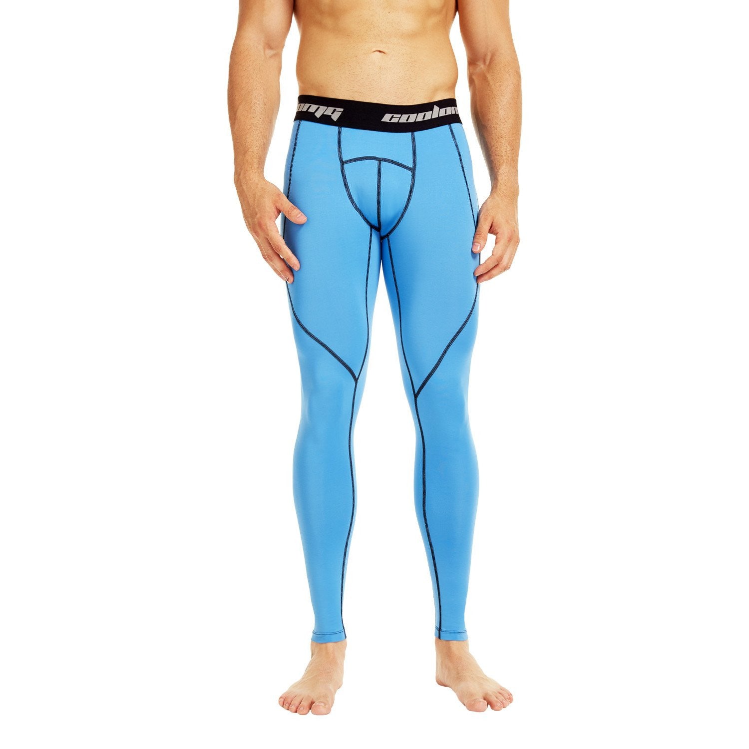 Light Blue Compression Pants for Women & Men - High Performance Workout Tights for Running, Yoga, Gym & Sports