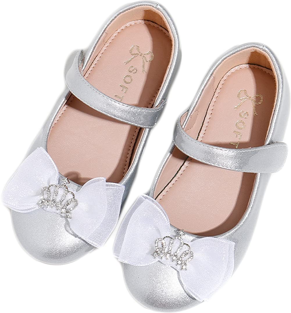 **Mrkeung Girls Ballet Flats - Princess Lace Crown Shoes with Ankle Strap | Soft & Comfortable Kids Dance Shoes for Ballet, Party & Dress-Up**