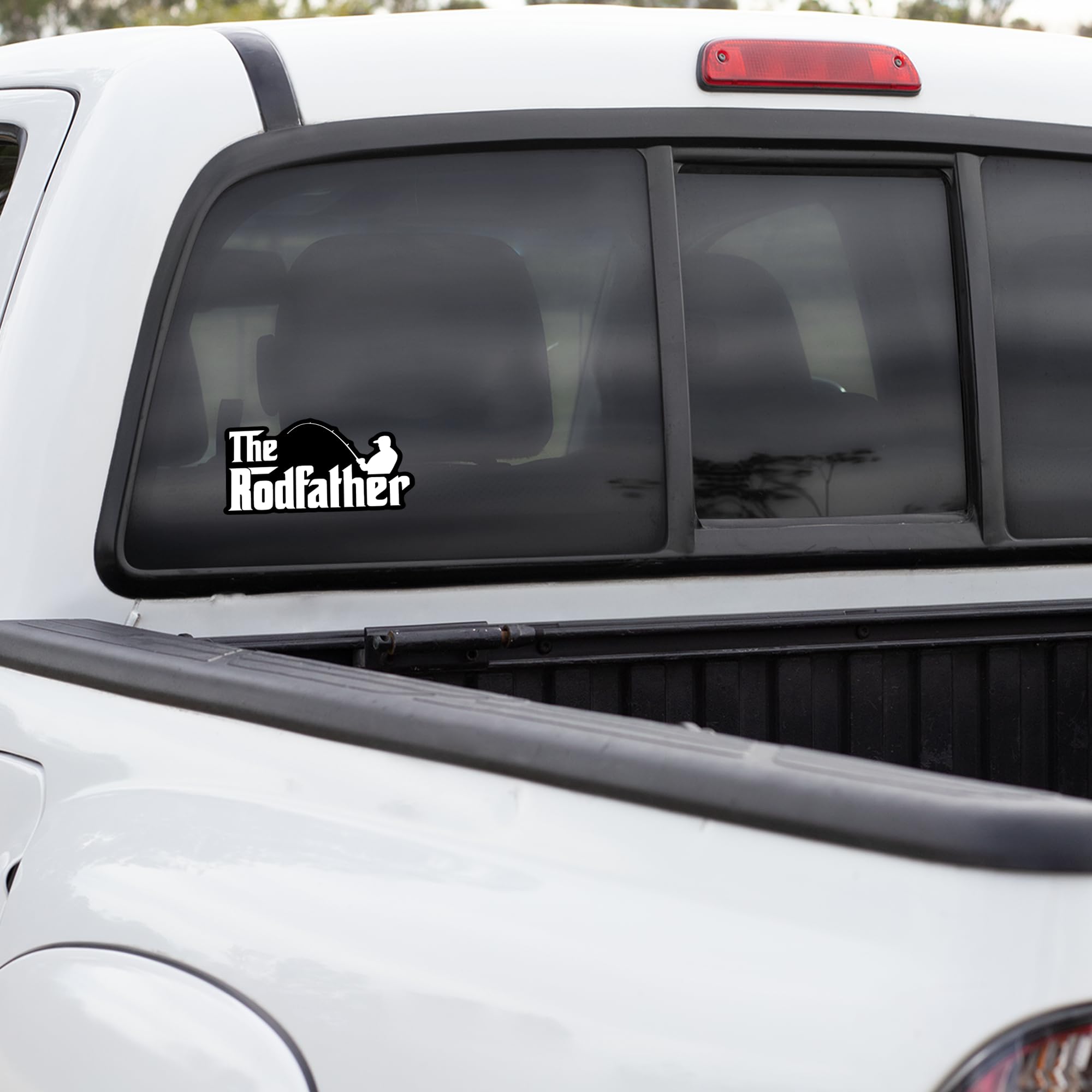 Fishing Rodfather Vinyl Decal Sticker - Waterproof Car Truck Wall Van Window Laptop Decal - 5.5 x 3.1 Inches White Sticker - KCD1834 - Perfect for Outdoor Enthusiasts & Vehicle Customization