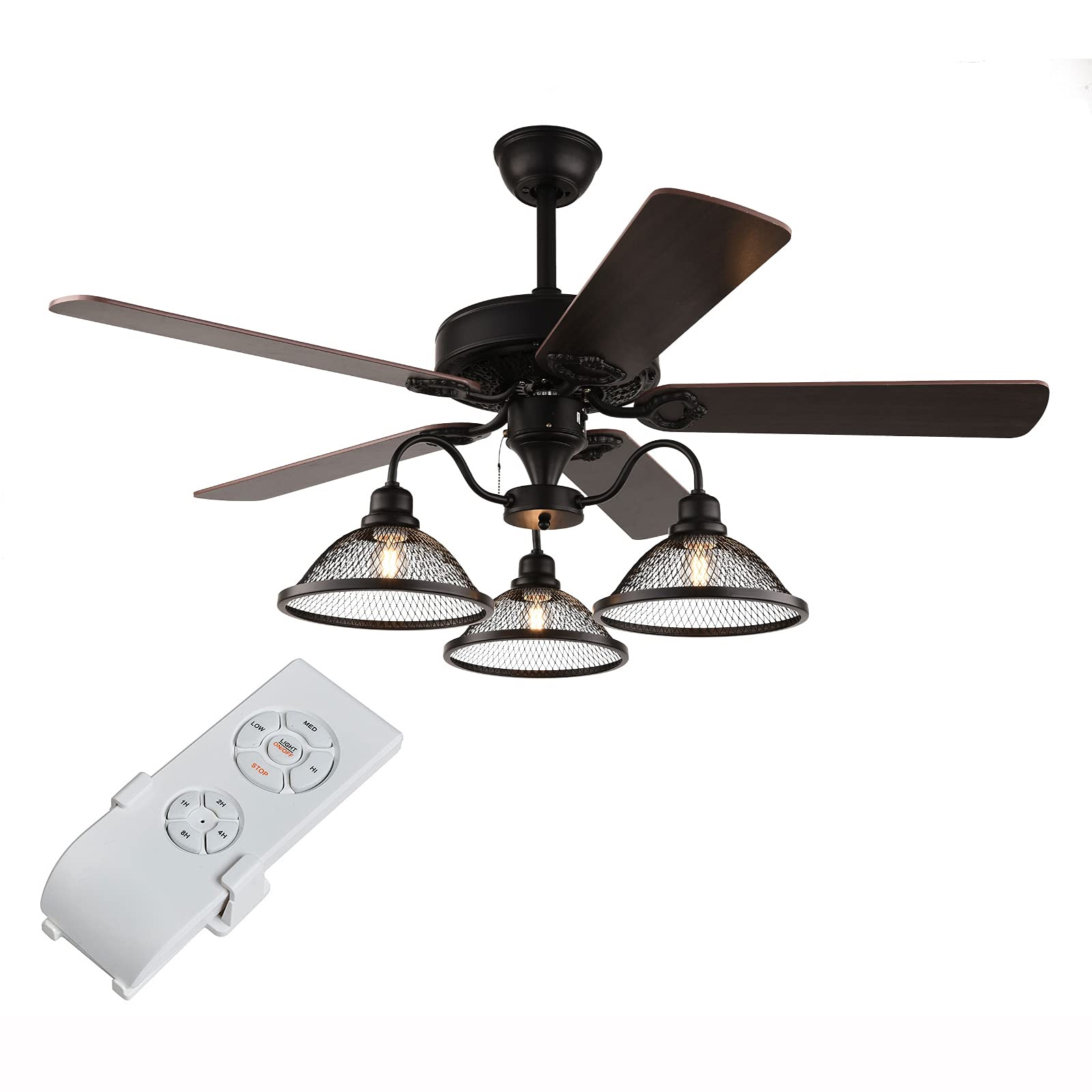 52 Inch Chandelier Ceiling Fan with Lights - Remote Control, Retractable Blades, Winter/Summer Mode - E26 Base (3 Bulbs, US Standard) - Perfect for Bedroom, Living Room & Dining Room Lighting