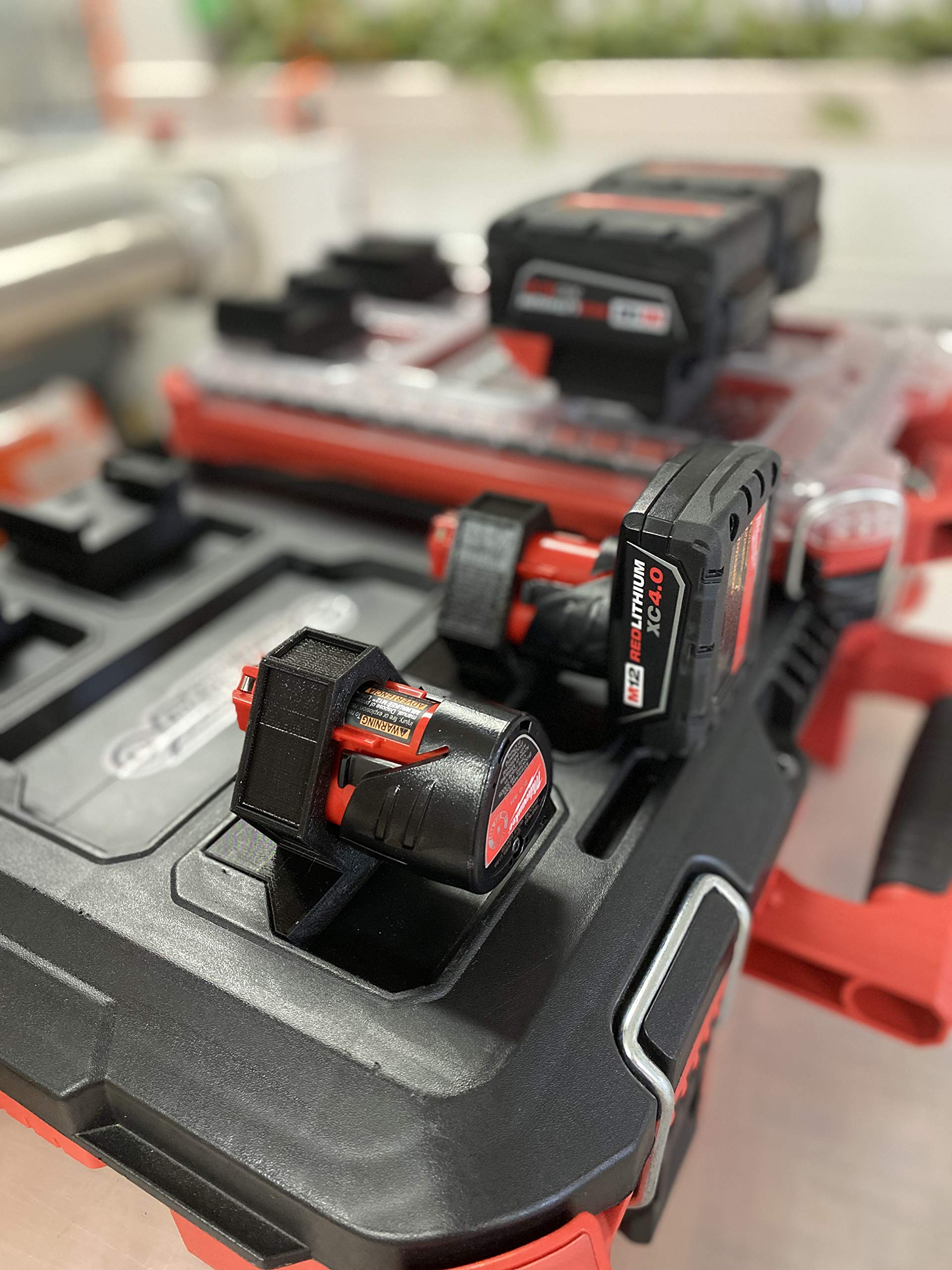 Milwaukee M12 Battery Holster Adapter - Compatible with Packout System | Secure Power Tool Battery Storage for Jobsite & Workshop Organization