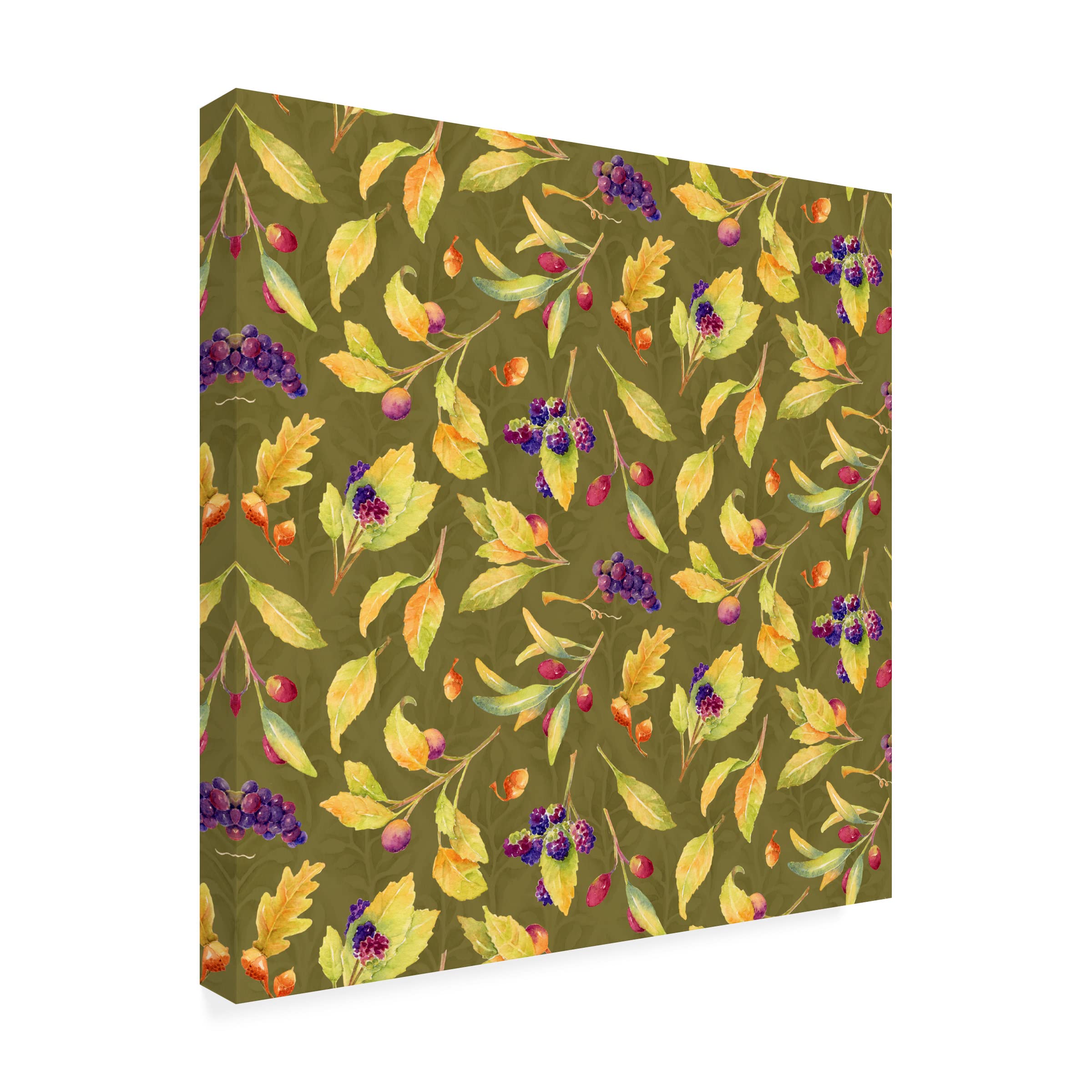 Yachal Design 'Giving Thanks Fruit Pattern' Canvas Wall Art Print - Perfect for Thanksgiving Home Decor, Kitchen Wall Art & Dining Room Decorations