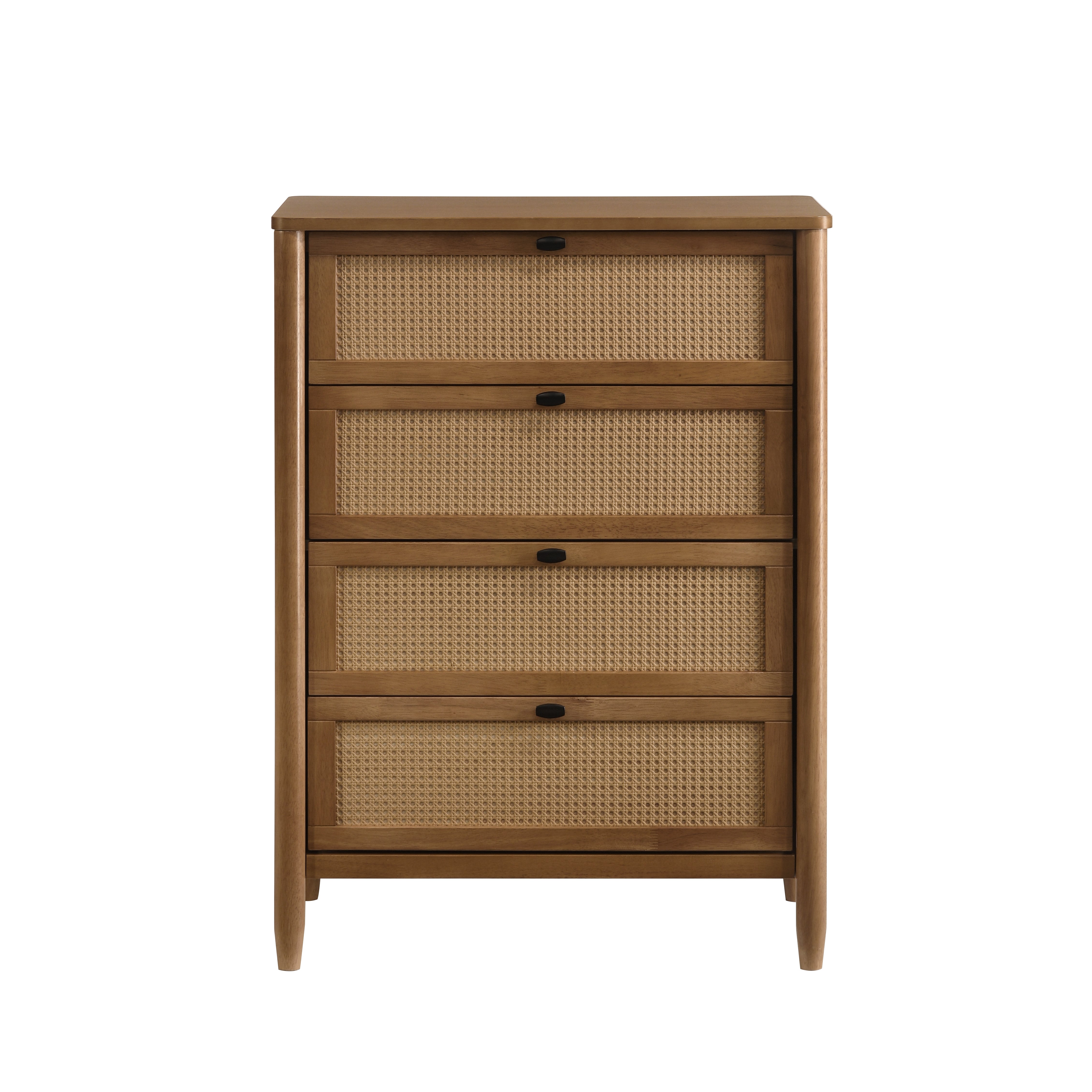 Roundhill Furniture Vichy Rattan Bedroom Set - Queen Size Light Walnut Finish Wicker Bed Frame & Nightstands - Perfect for Coastal, Boho & Farmhouse Style Bedrooms