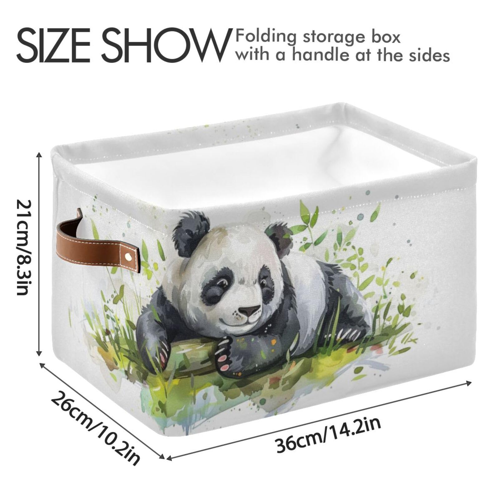 Large Fabric Storage Bins with Handles - Panda Collapsible Baskets for Clothes, Toys & Home Organization