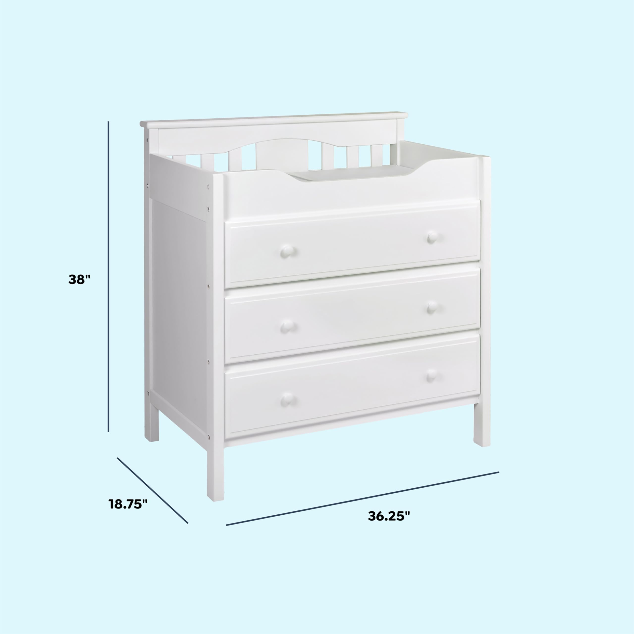 DaVinci Jayden 3-Drawer Baby Changing Dresser in White - Greenguard Gold Certified for Nursery, Bedroom & Kids Room Organization