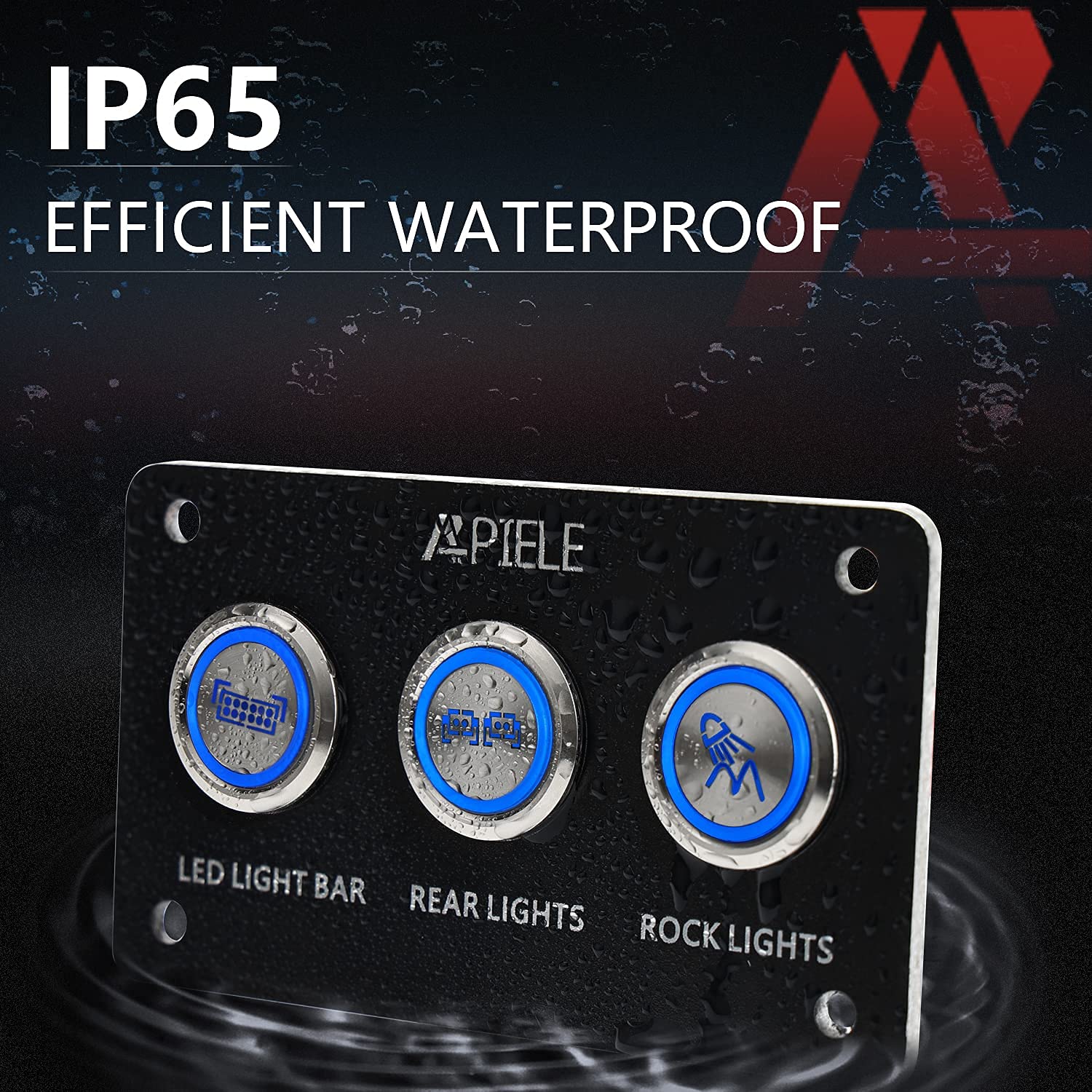 APIELE 19MM Stainless Steel LED Light Bar Push Button Switch - SPST ON Off, 10A 12V 24VDC Pre-Wired for Car, Boat, Truck (0.74