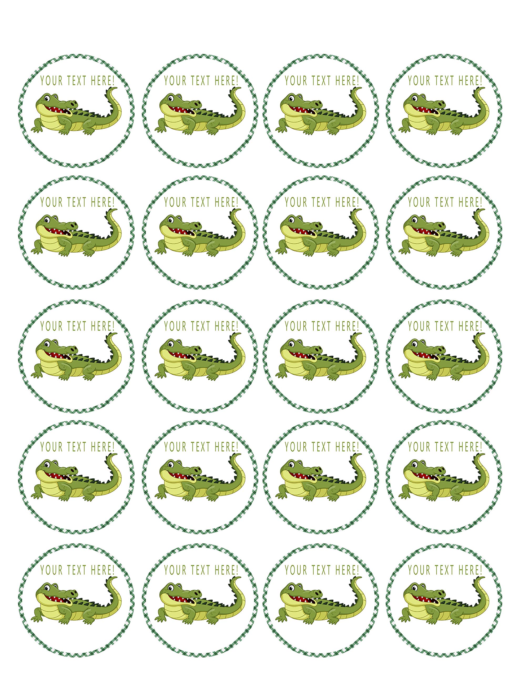 Edible Crocodile Cupcake Toppers - 1.8 Inch (20 Pieces per Sheet) - Perfect for Birthday Parties, Baby Showers & Themed Desserts