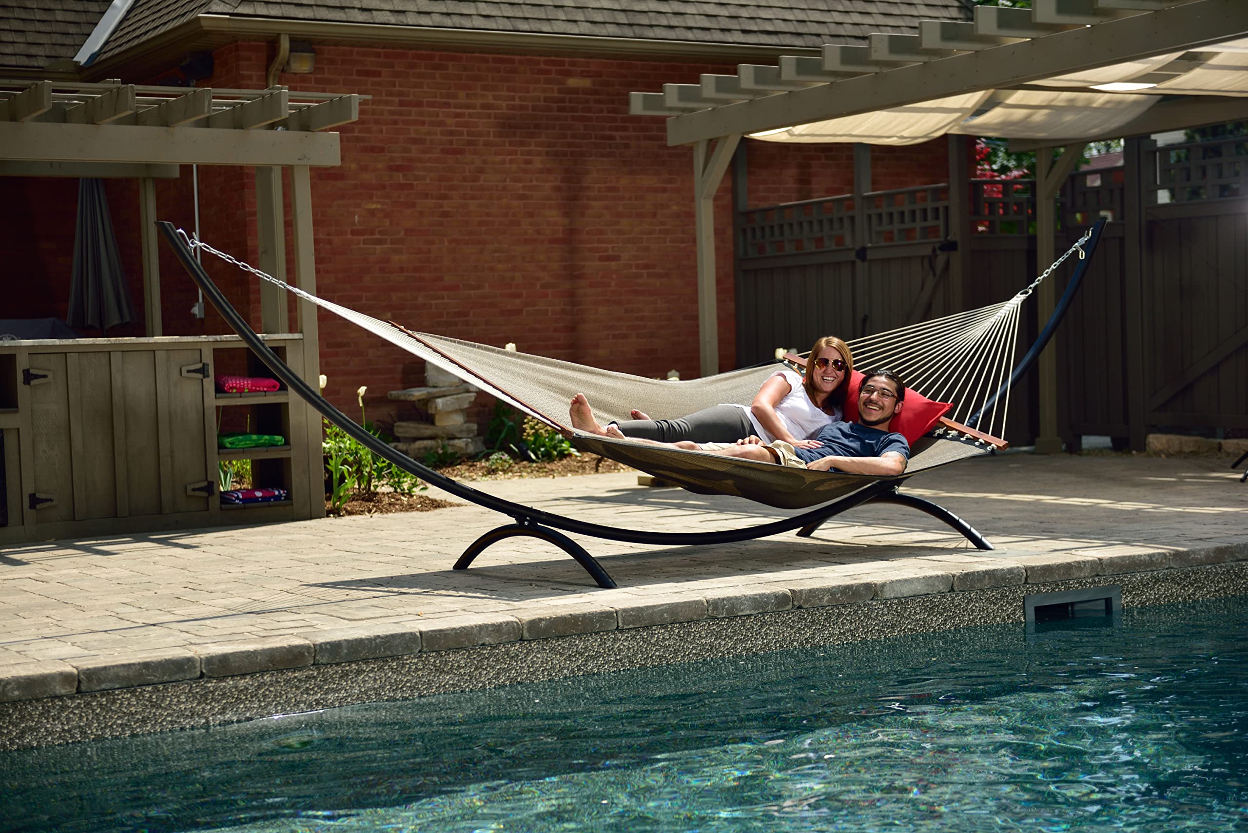Vivere Steel Arc 15-Foot Hammock Stand - Heavy Duty Outdoor Hammock Frame for Backyard, Patio, Garden, Beach & Camping - Supports Up to 450 lbs