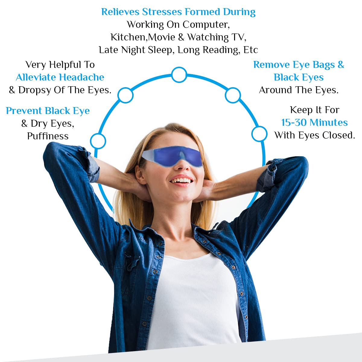 Epyz Cooling Sleep Mask for Women & Men - Adjustable Soft Eye Mask for Stress Relief, Travel & Relaxation - Lightweight & Comfortable for Tired Eyes (Blue, Pack of 1) | Perfect for Airplane, Meditation & Nighttime Sleep