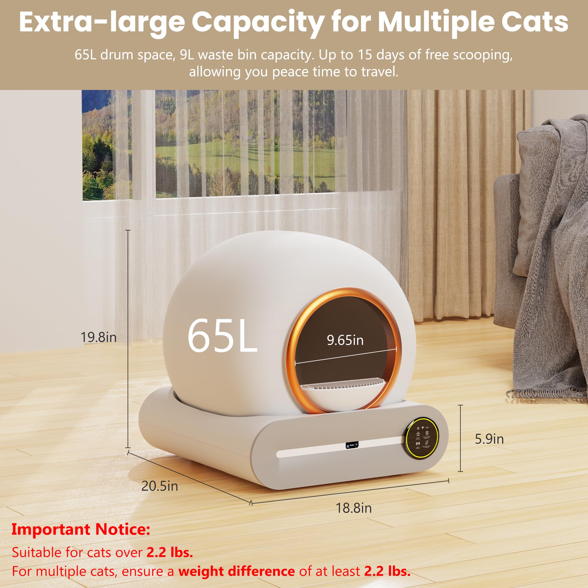 Self Cleaning Litter Box PRO - Automatic Cat Litter Box with APP Control, Odor Removal & Double Layer Trapping Mat for Multiple Cats | Perfect for Smart Homes & Busy Pet Owners