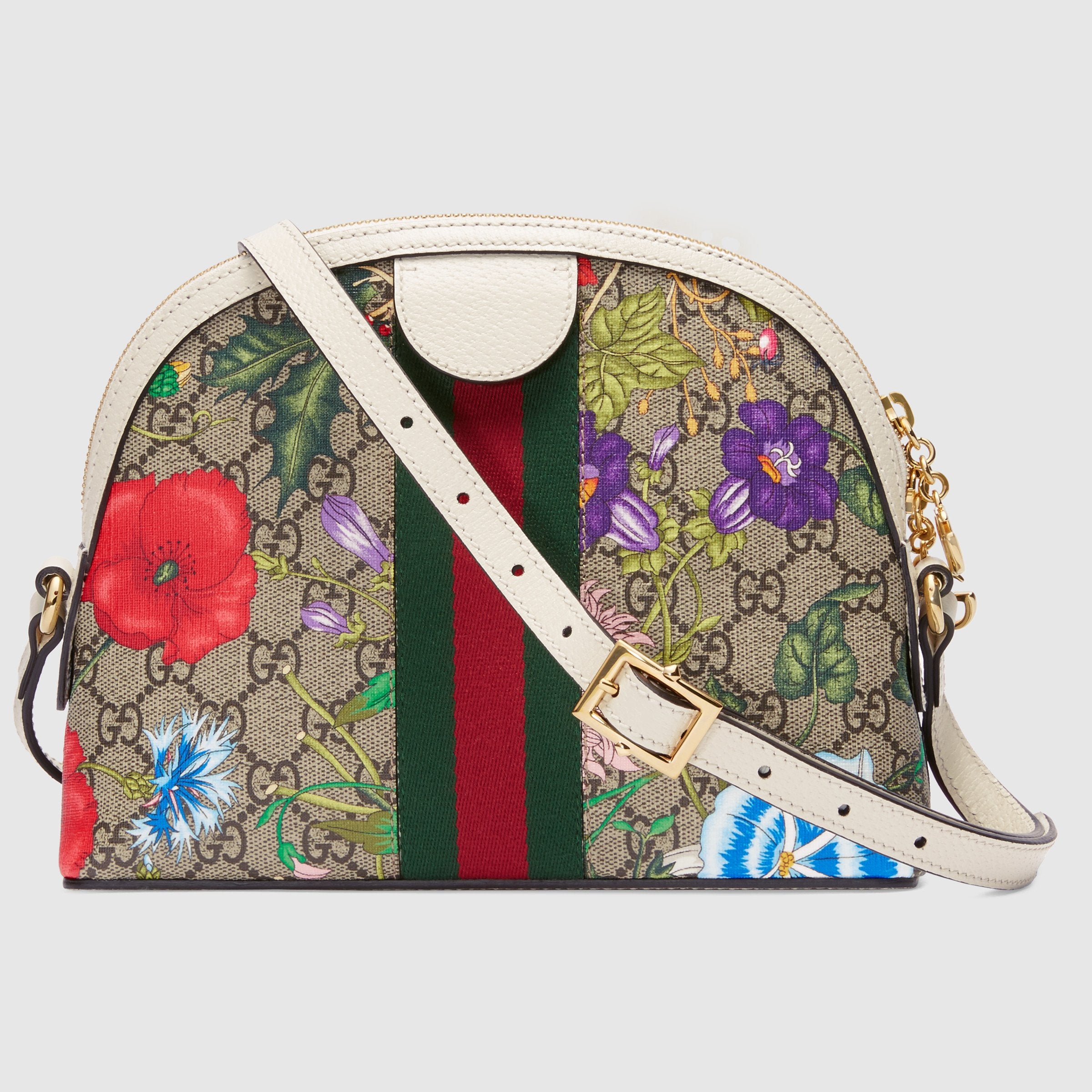 Gucci Ophidia GG Flora Small Shoulder Bag in GG Supreme White - Perfect for Women's Daily Use, Work, and Evening Out